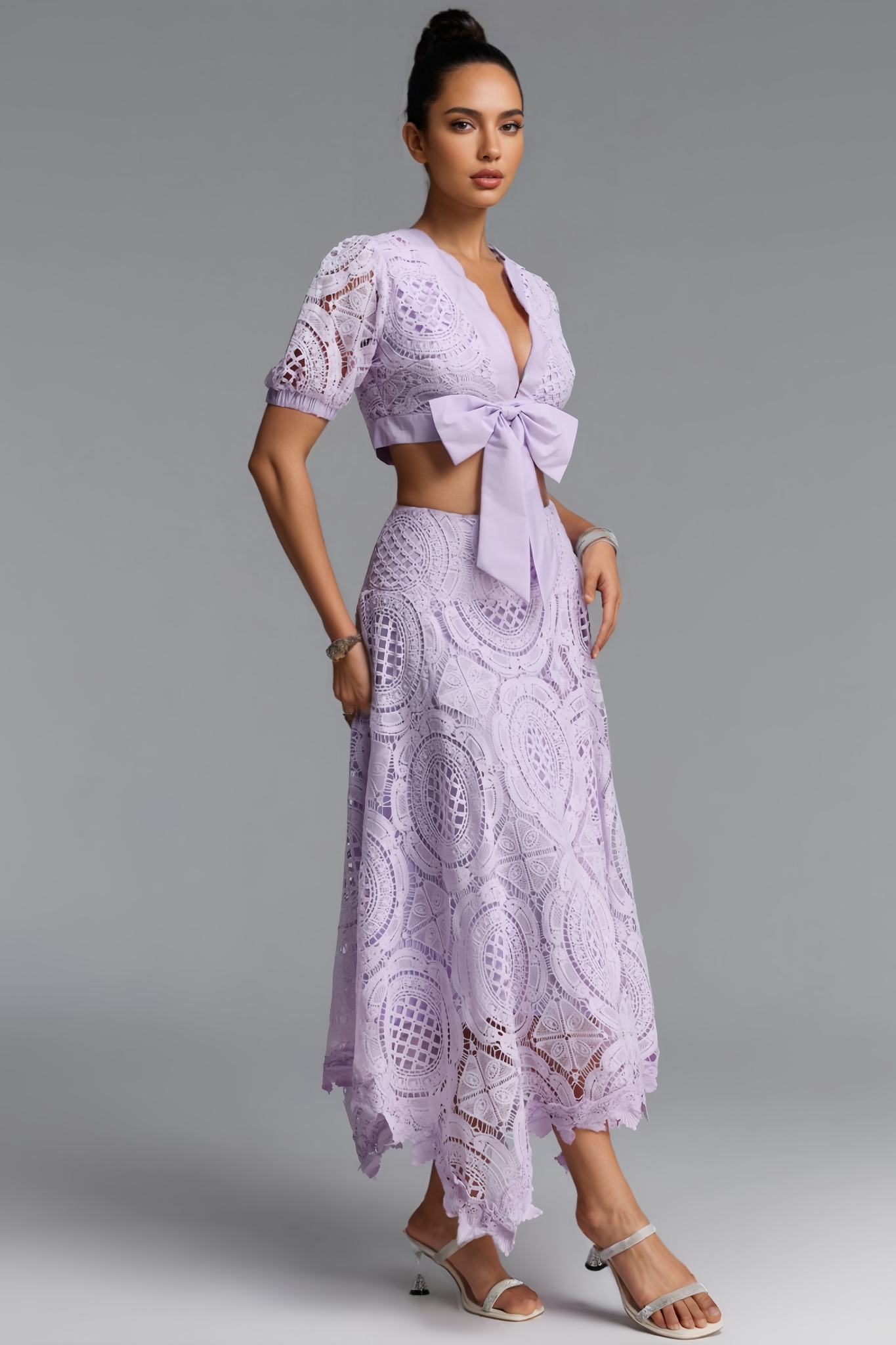 Murora Purple Lace Maxi Dress Set