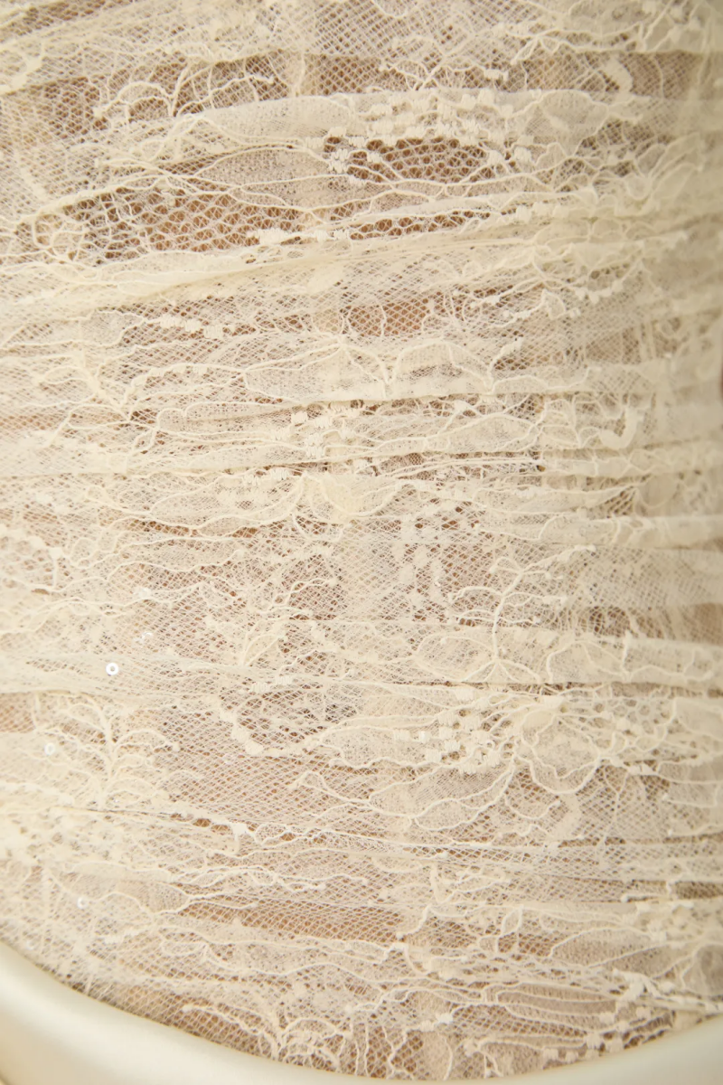 Adrgvin Beige Strapless Lace Corset Maxi Dress