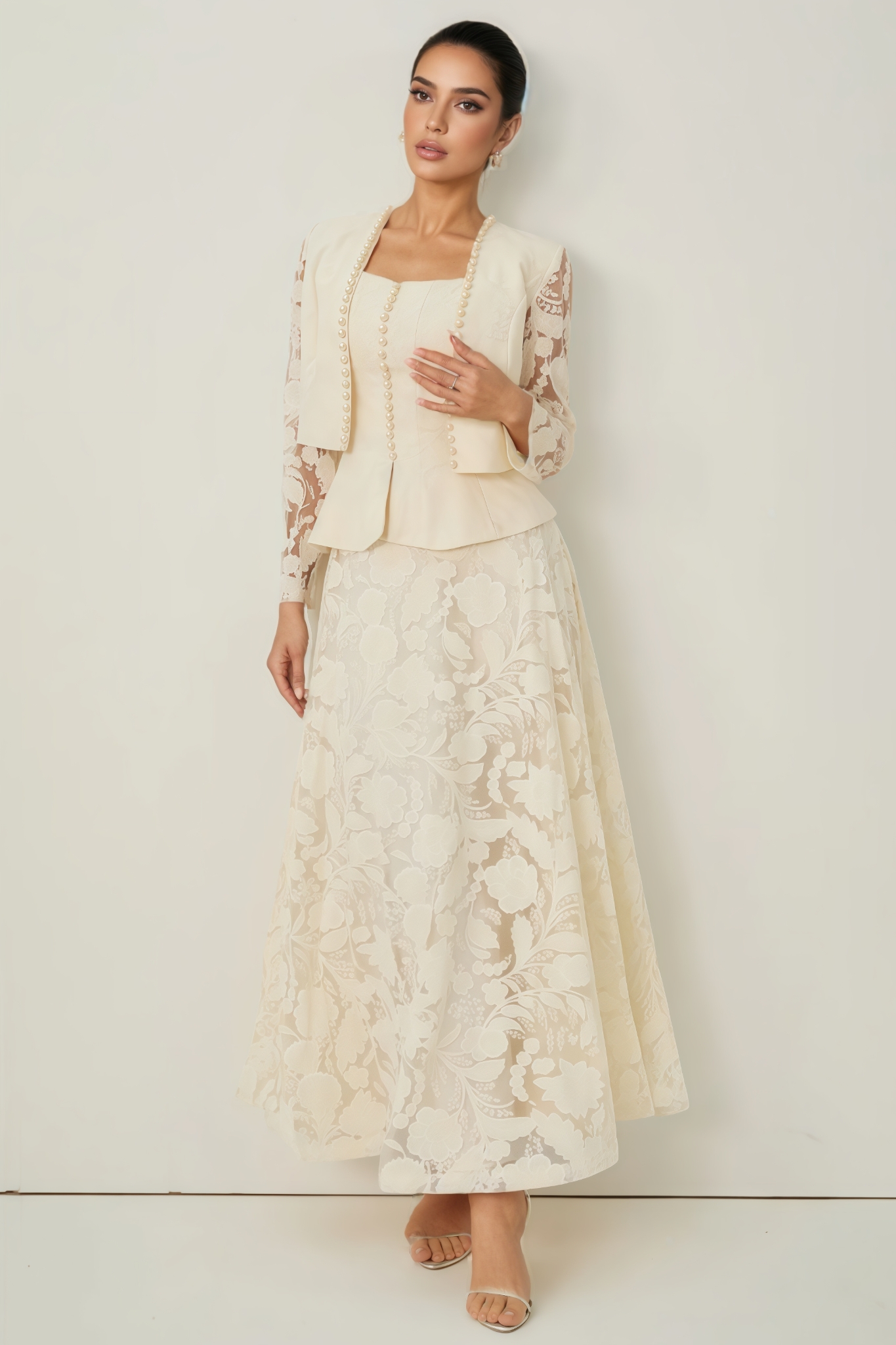 Granca Lace Embroidered Maxi Dress Set