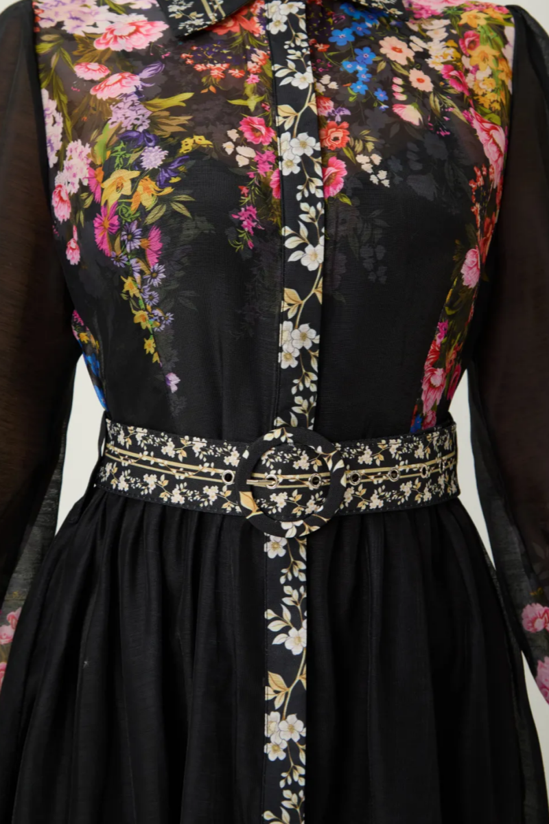 Klrak Black Floral Print Long Sleeve Maxi Dress