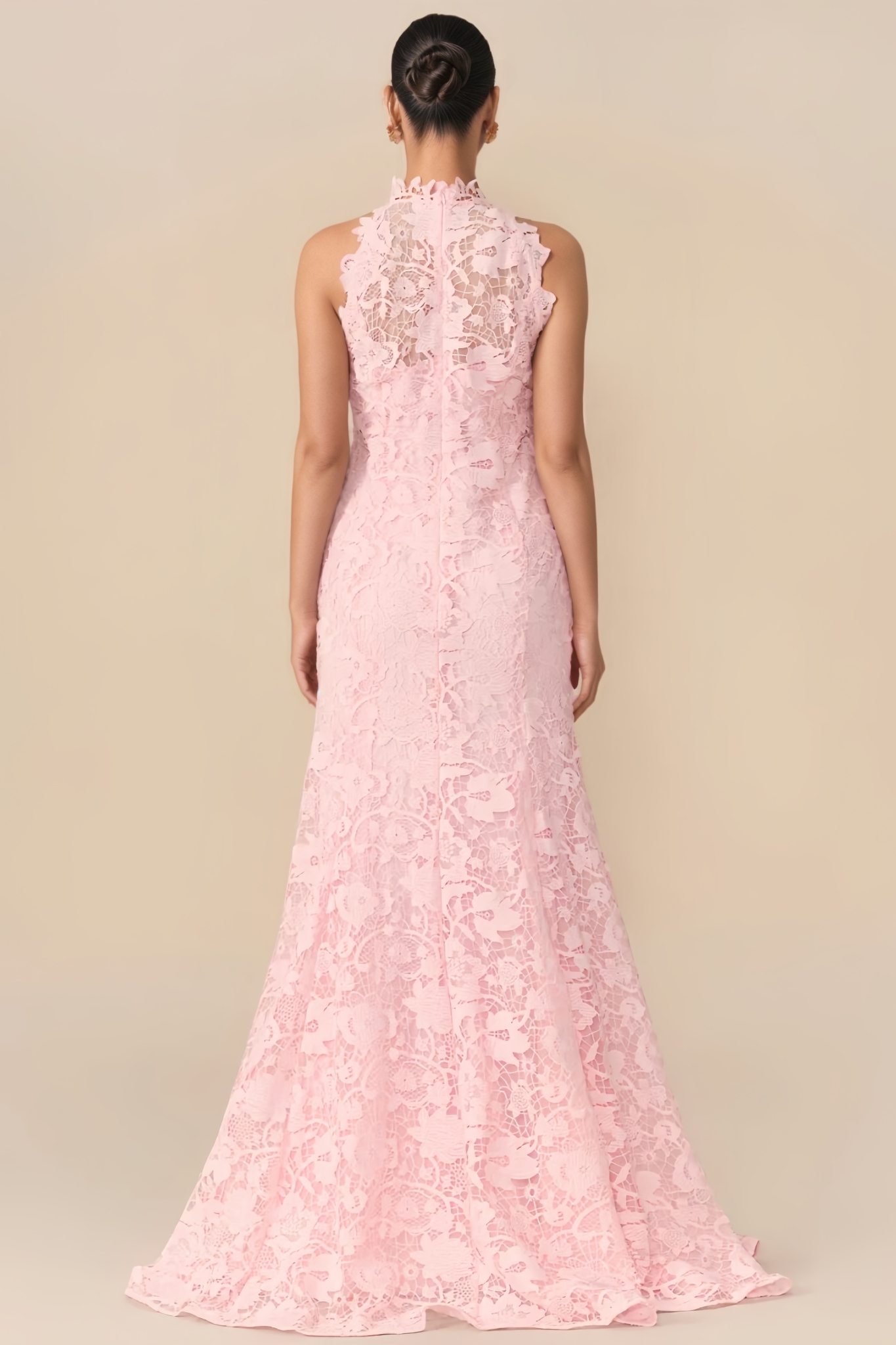 Eoven Pink Sleeveless Lace Fishtail Maxi Dress