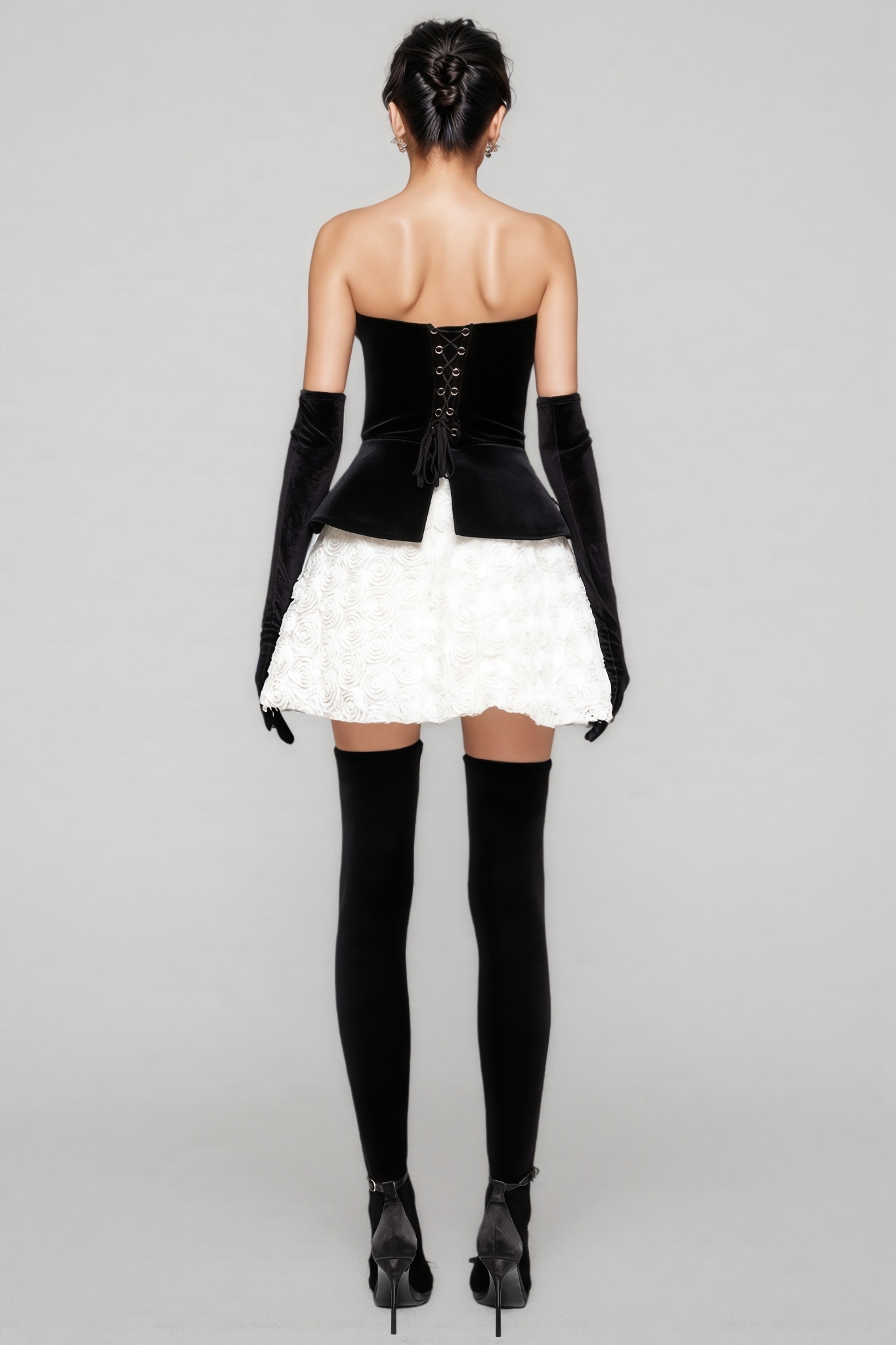Lyna Petal Layerd Velvet Mini Dress