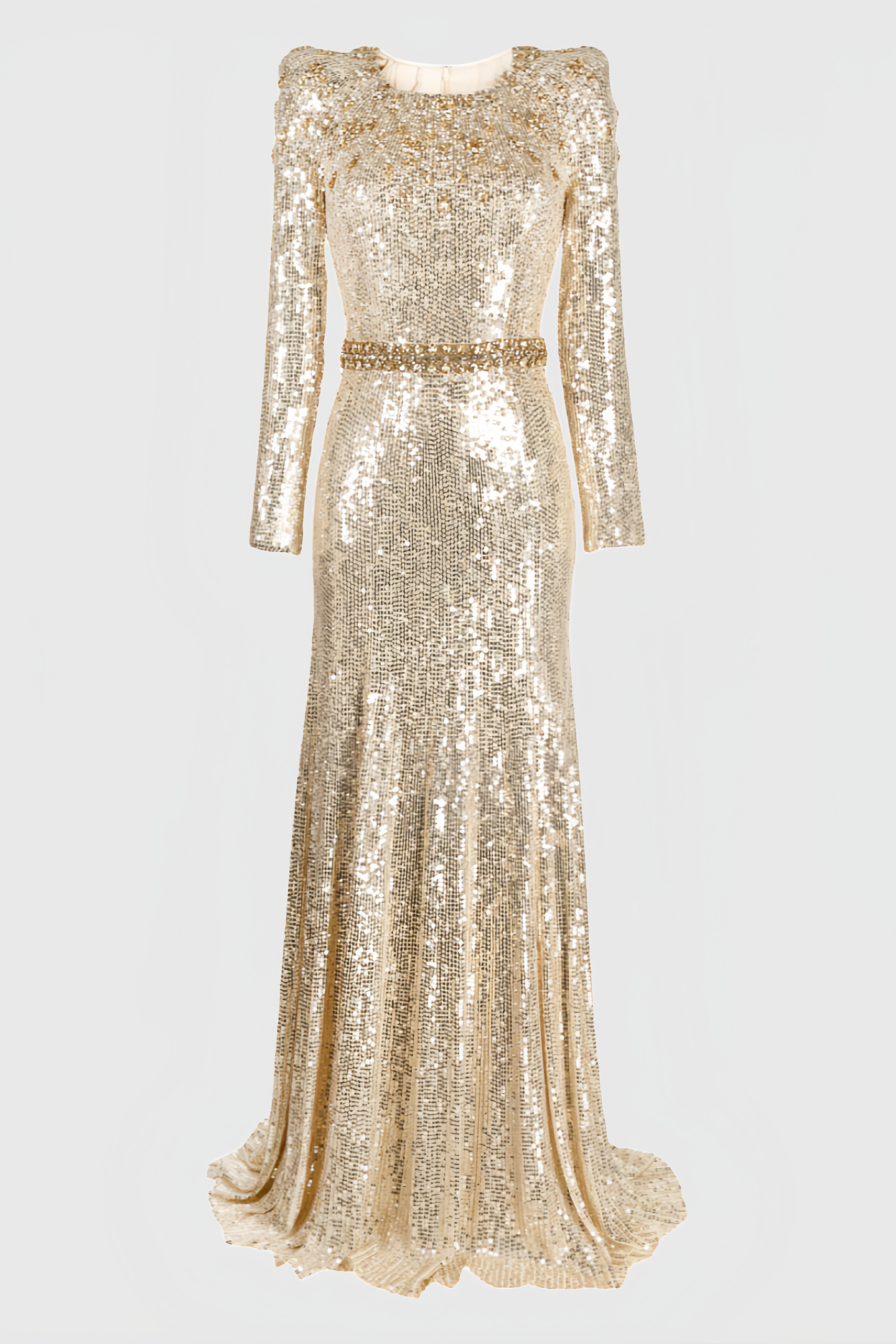 Eaplty Diamond Encrusted Gold Sequin Maxi Dress