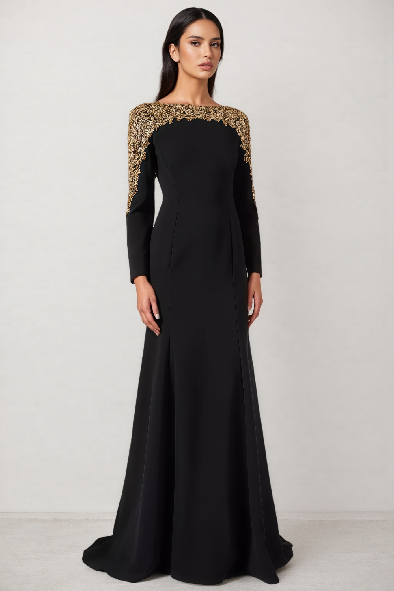 Sibyl Black Long Sleeve Sequin Maxi Dress