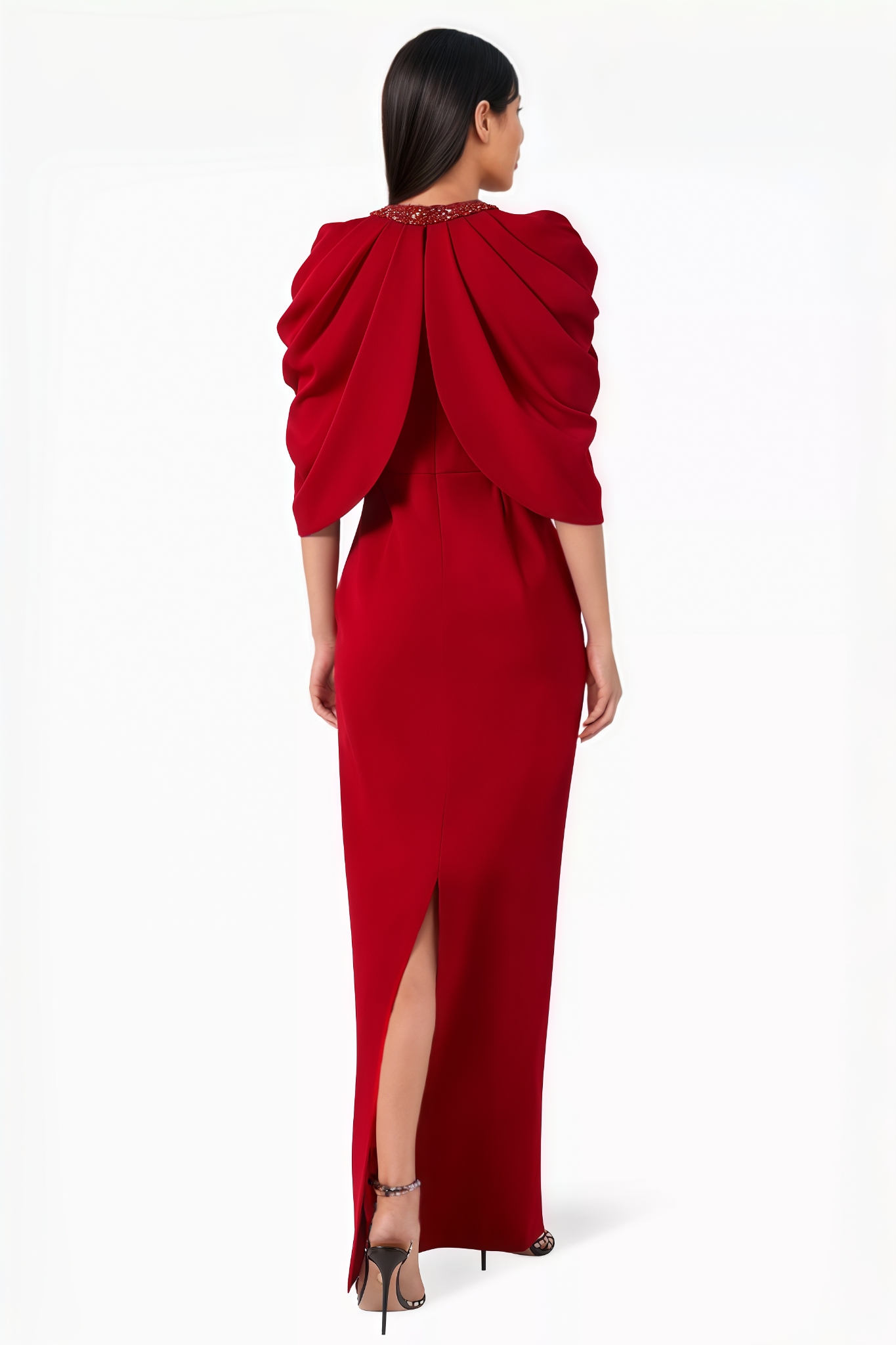 Havord Red Cap Sleeve Maxi Dress