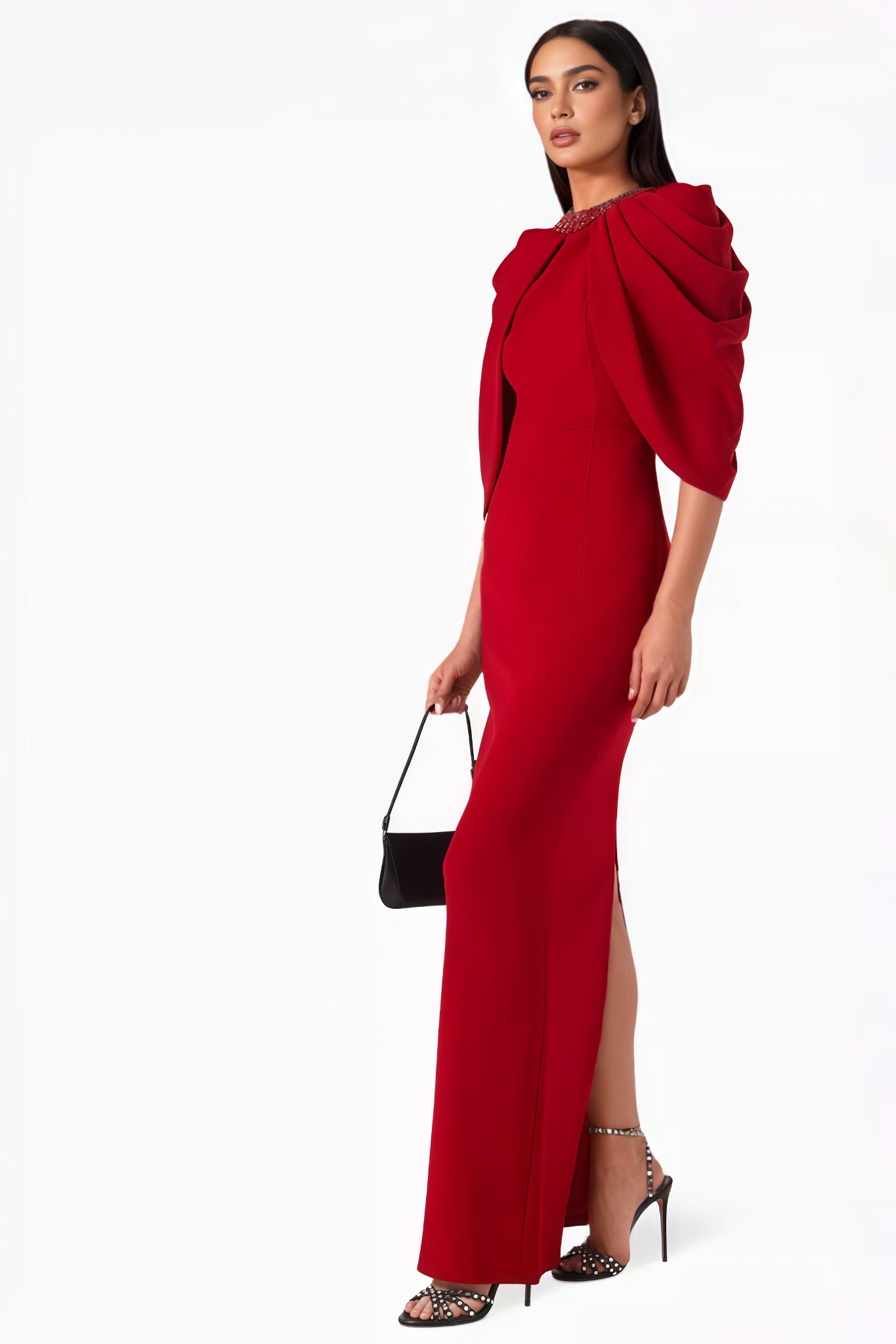 Havord Red Cap Sleeve Maxi Dress