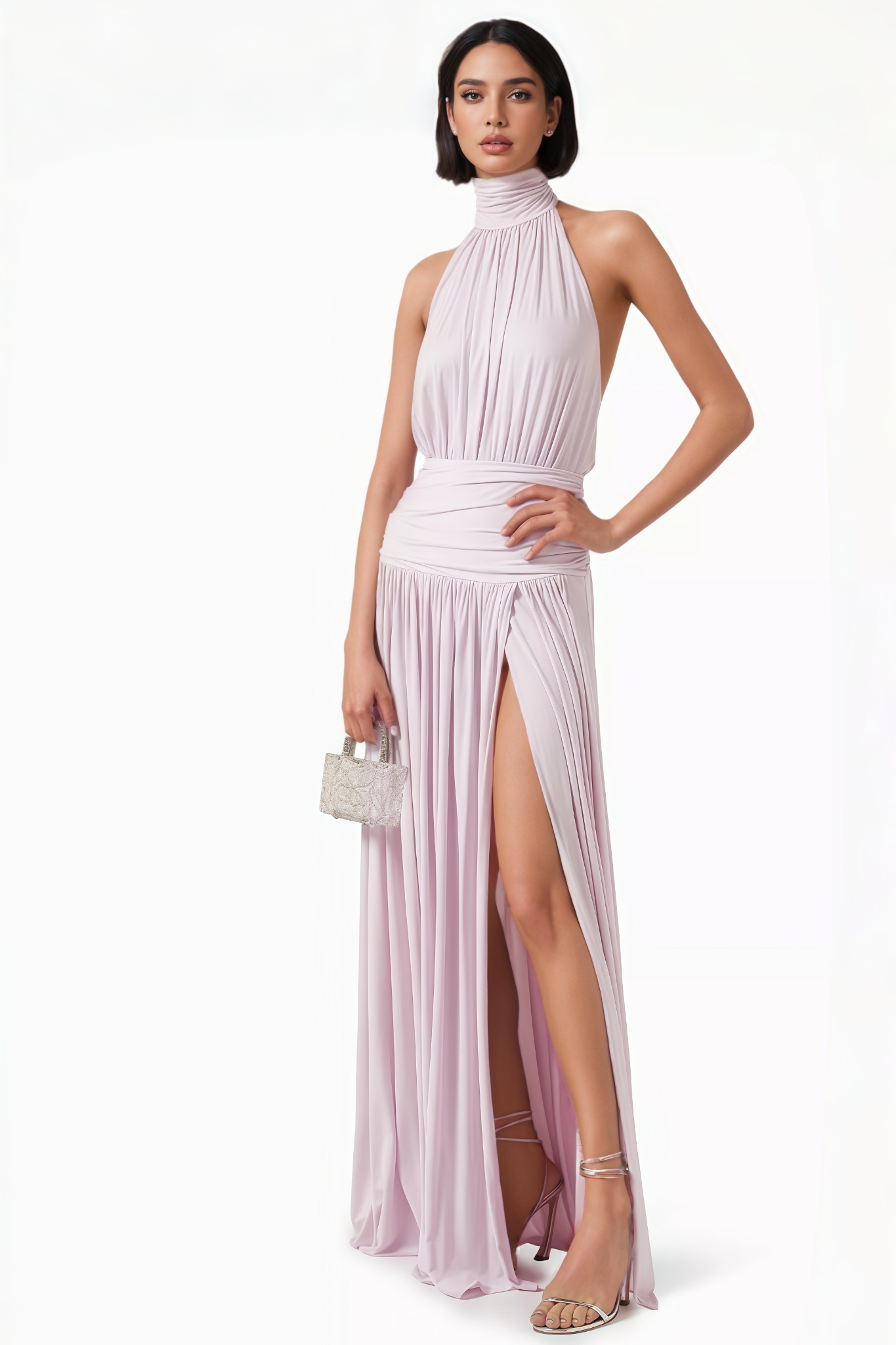 Fanor Pink Backless Slit Maxi Dress