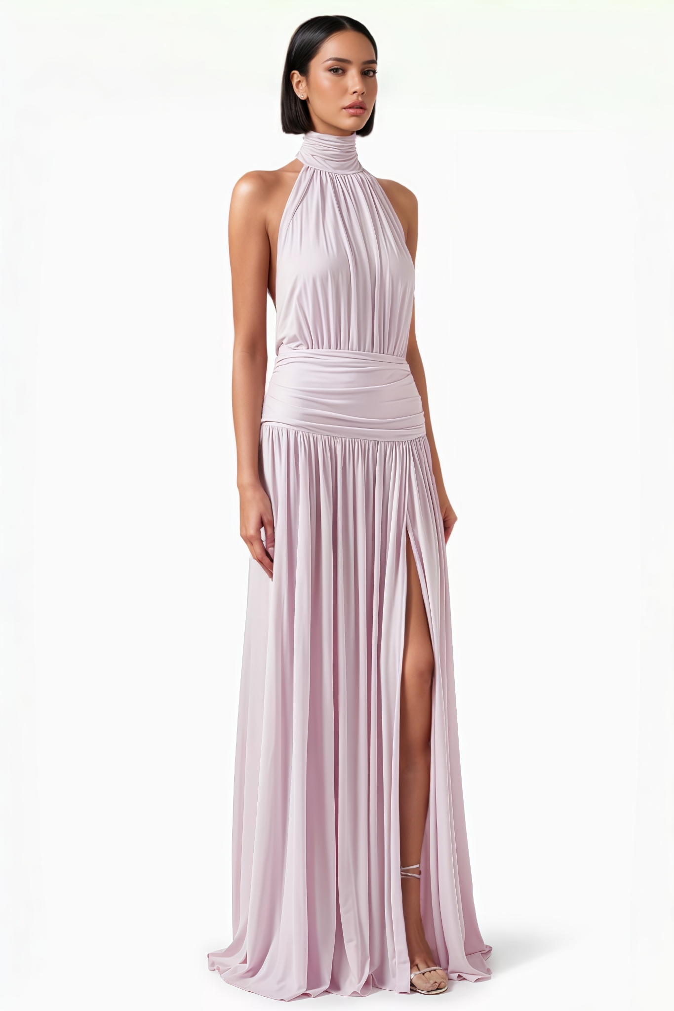 Fanor Pink Backless Slit Maxi Dress