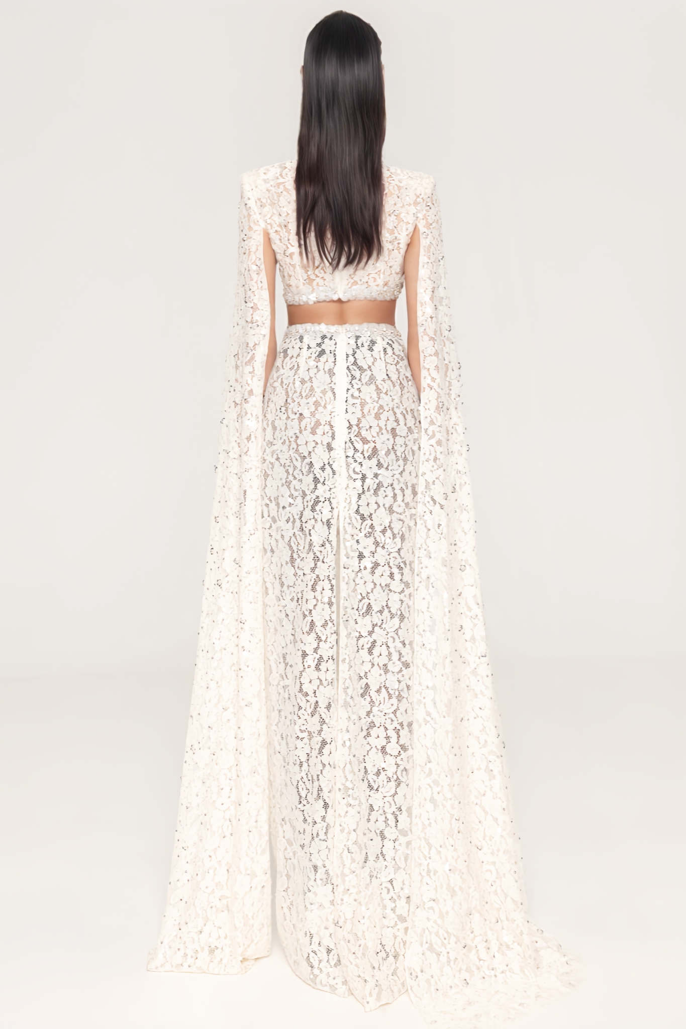 Ernlow White Sequin Cut Out Maxi Dress