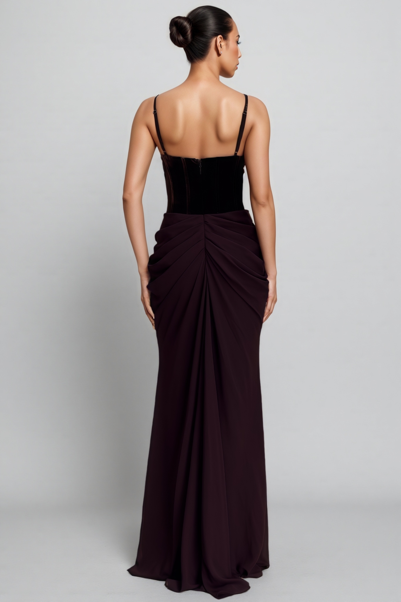 Devan Brown Velvet Corset Maxi Dress