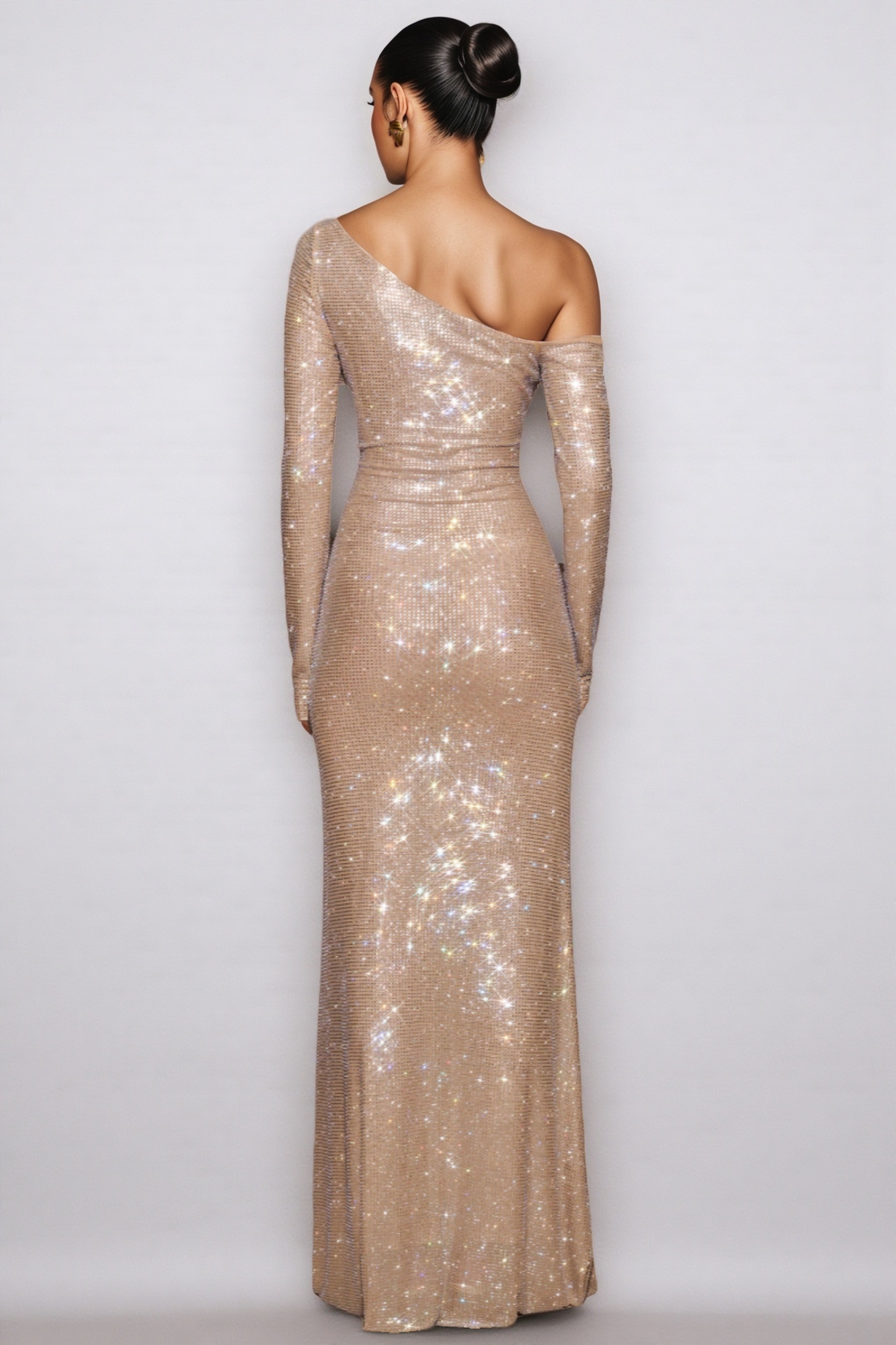 Brone Diamante Long Sleeve Maxi Dress