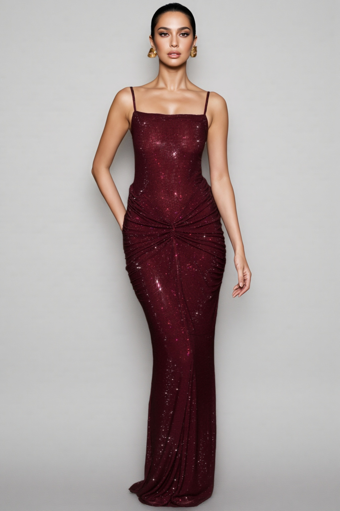 Ilver Red Diamante Maxi Dress 