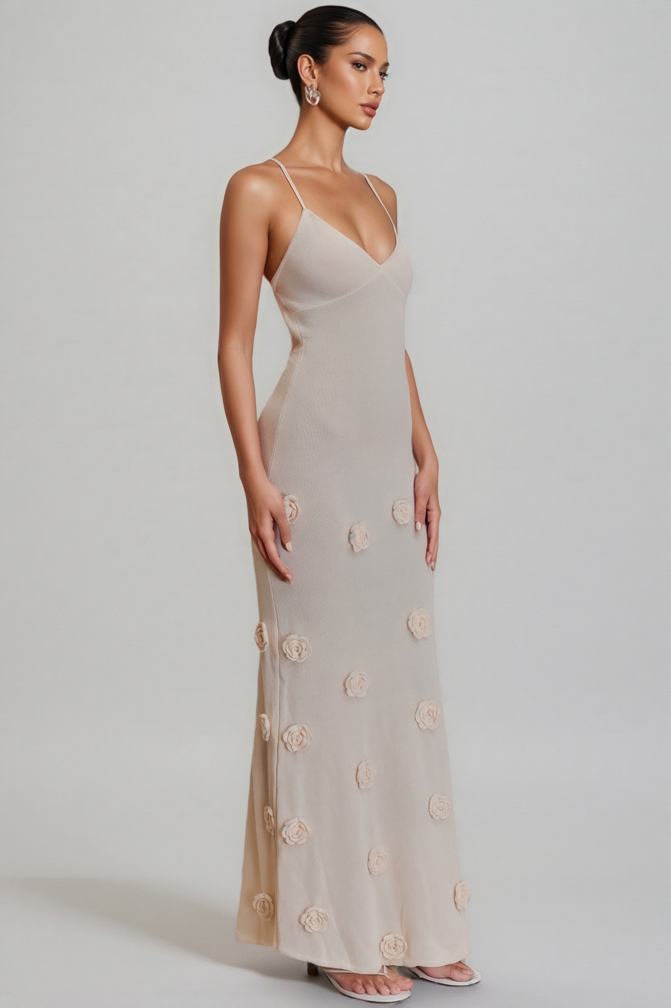 Quinv Floral Knit Maxi Dress