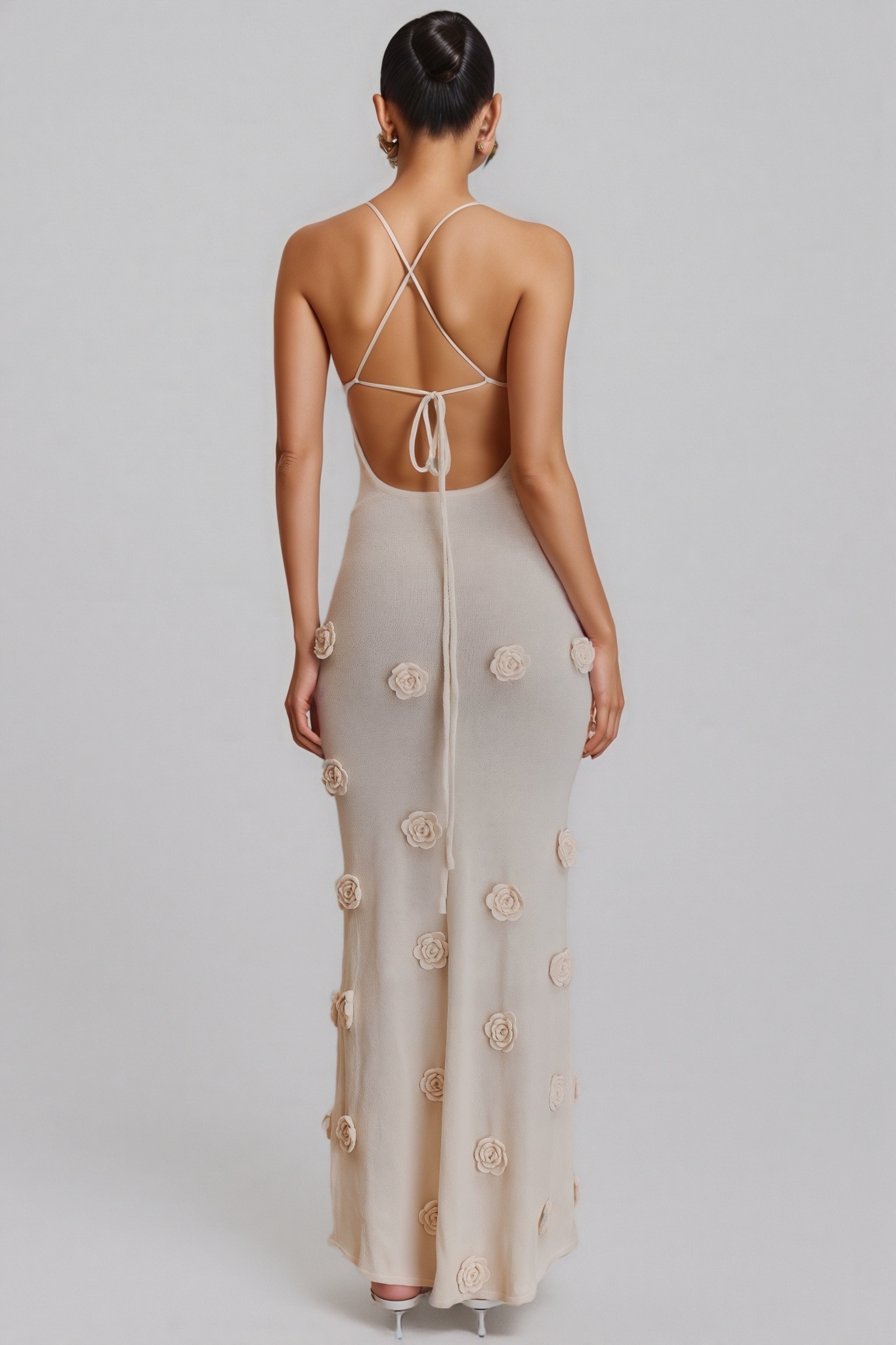 Quinv Floral Knit Maxi Dress