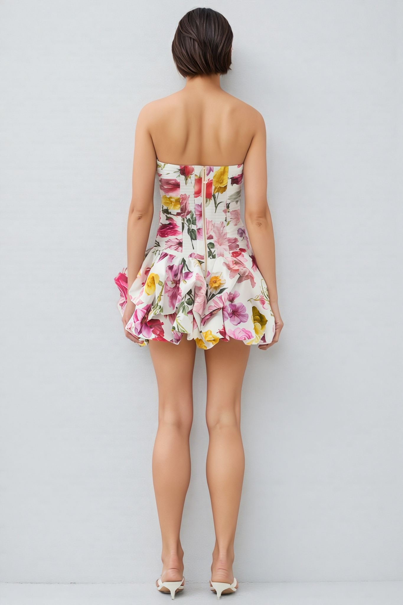 Ffien Strapless Floral Mini Dress