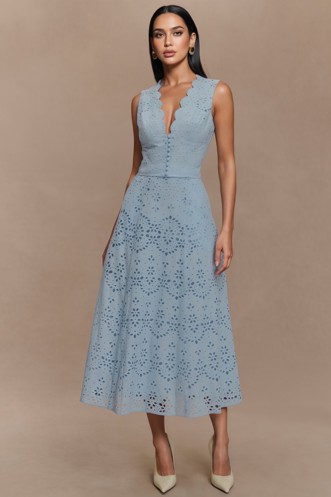 Zohary Blue Sleeveless Maxi Dress Set