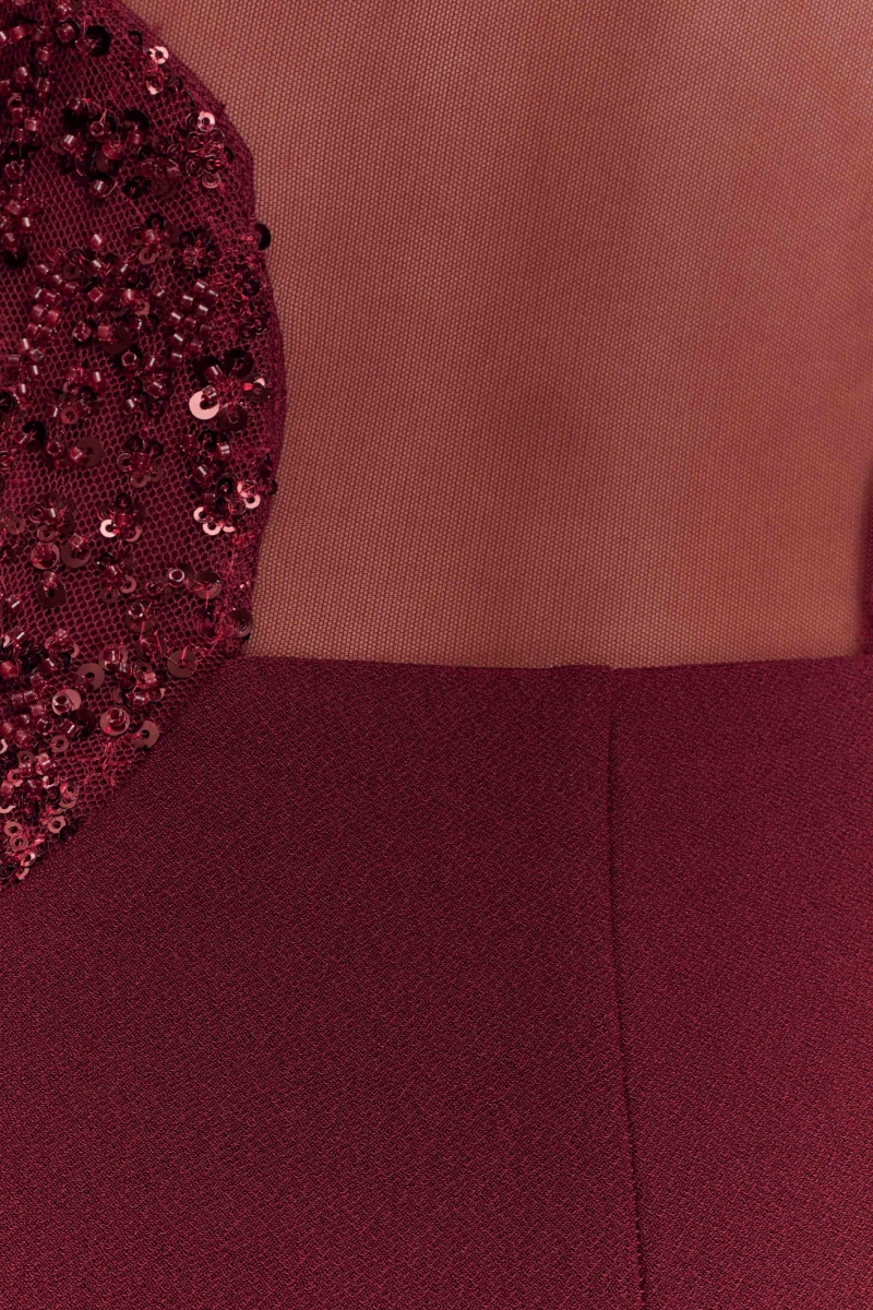Varnle Red Mesh Sequin Maxi Dress