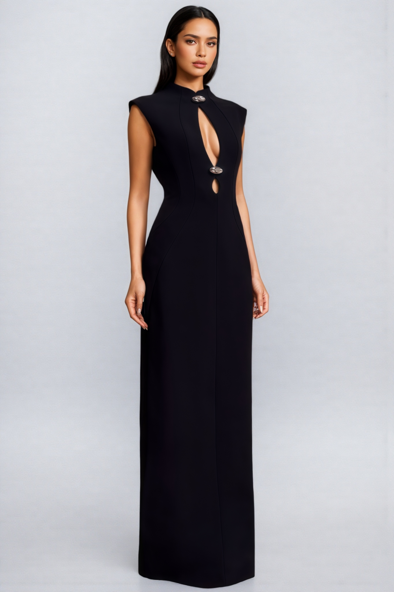 Isryn Black Cut Out Maxi Dress