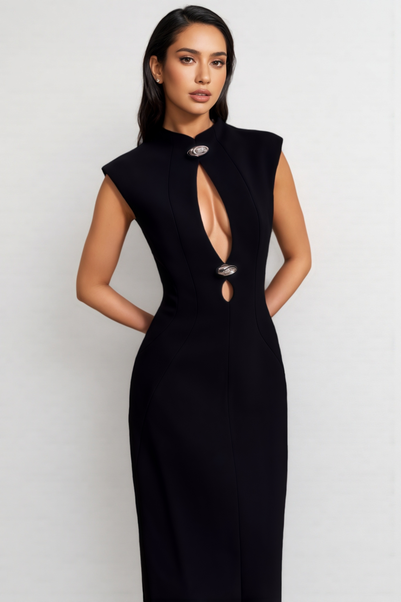 Isryn Black Cut Out Maxi Dress