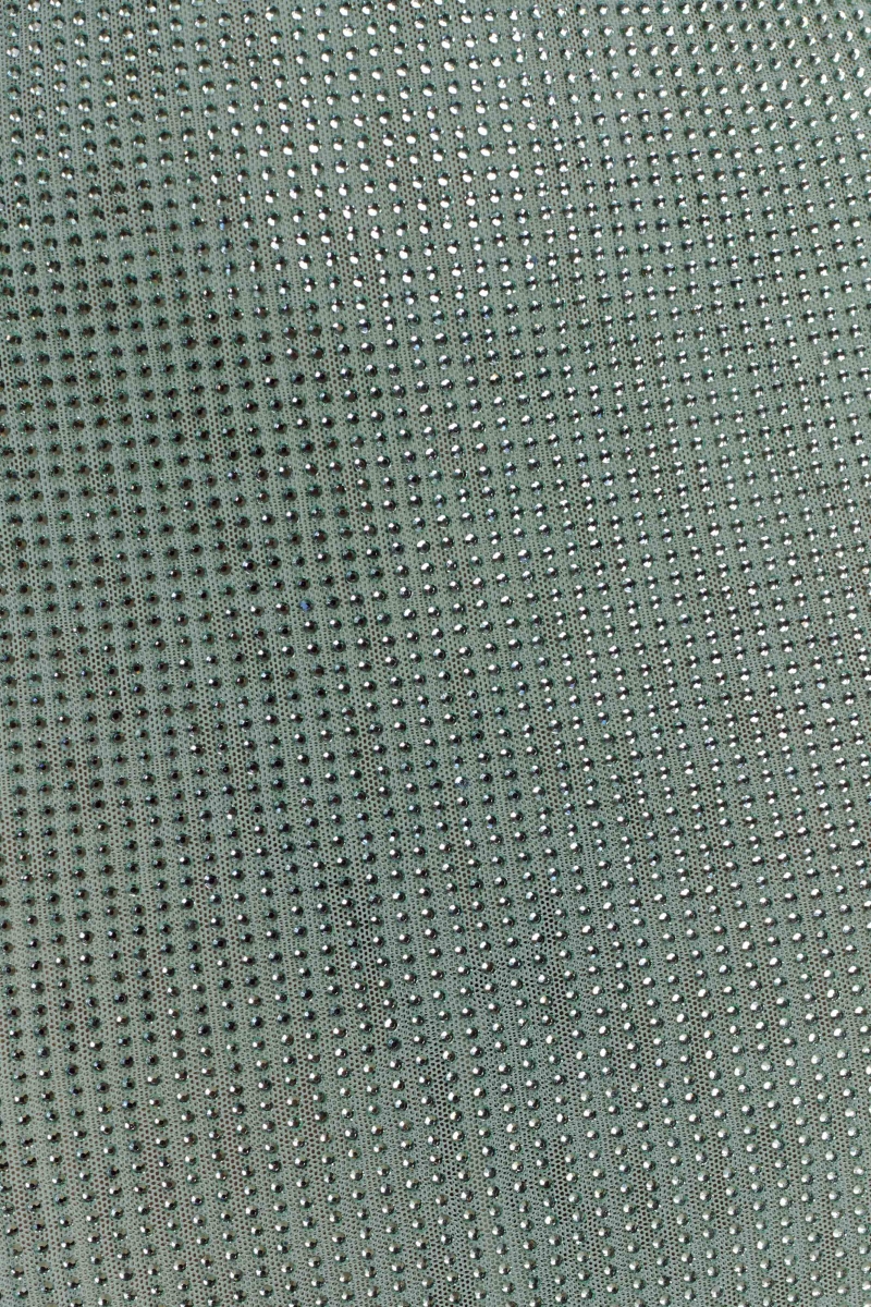 Gabriel Green Mesh Rhinestone Mini Dress