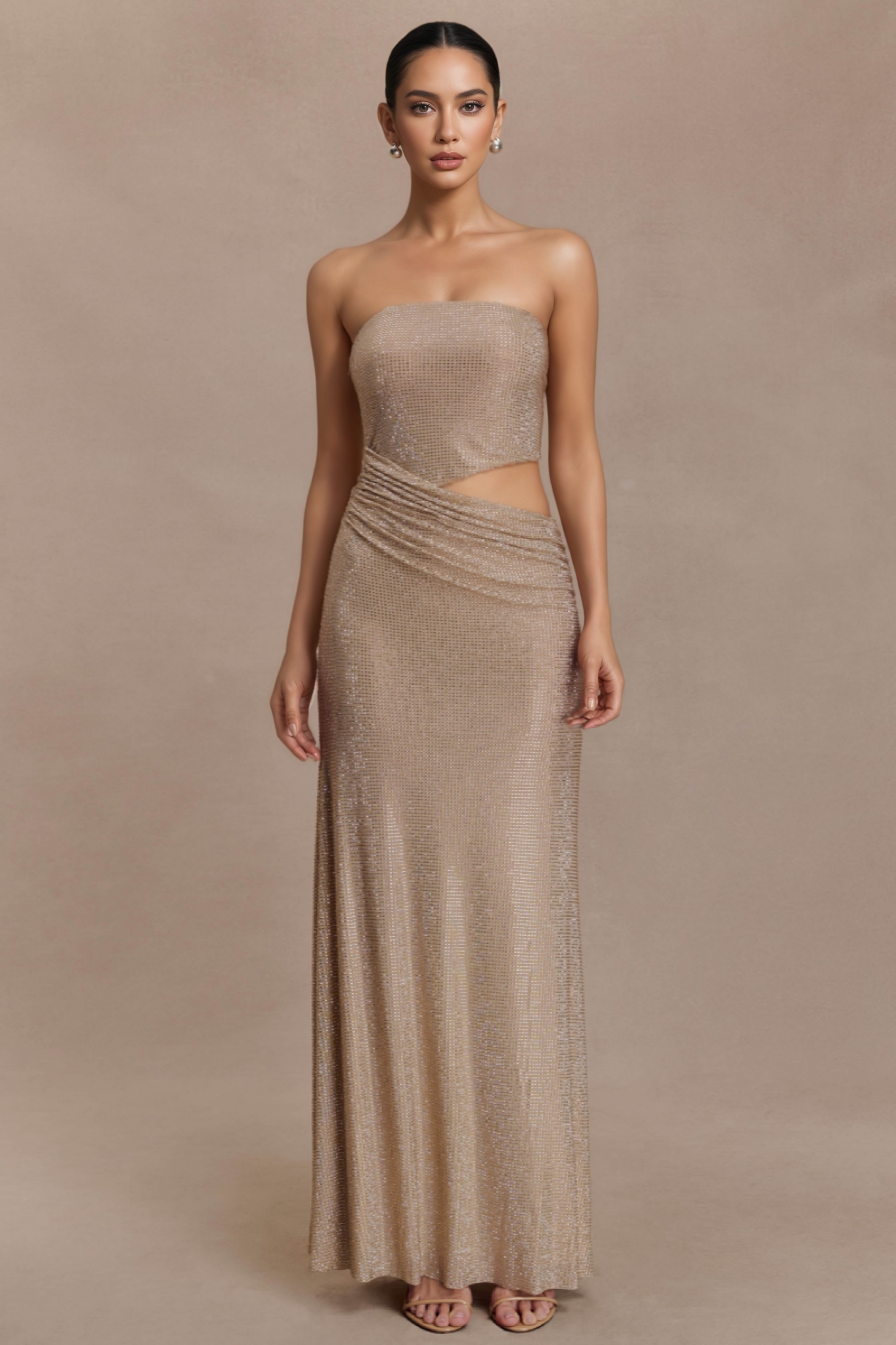 Zarenrx Strapless Diamante Maxi Dress