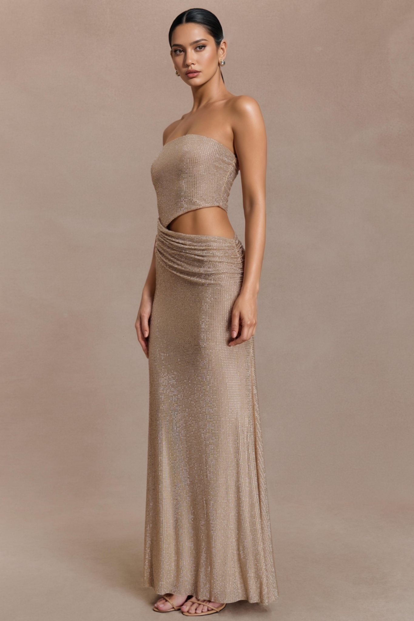 Zarenrx Strapless Diamante Maxi Dress