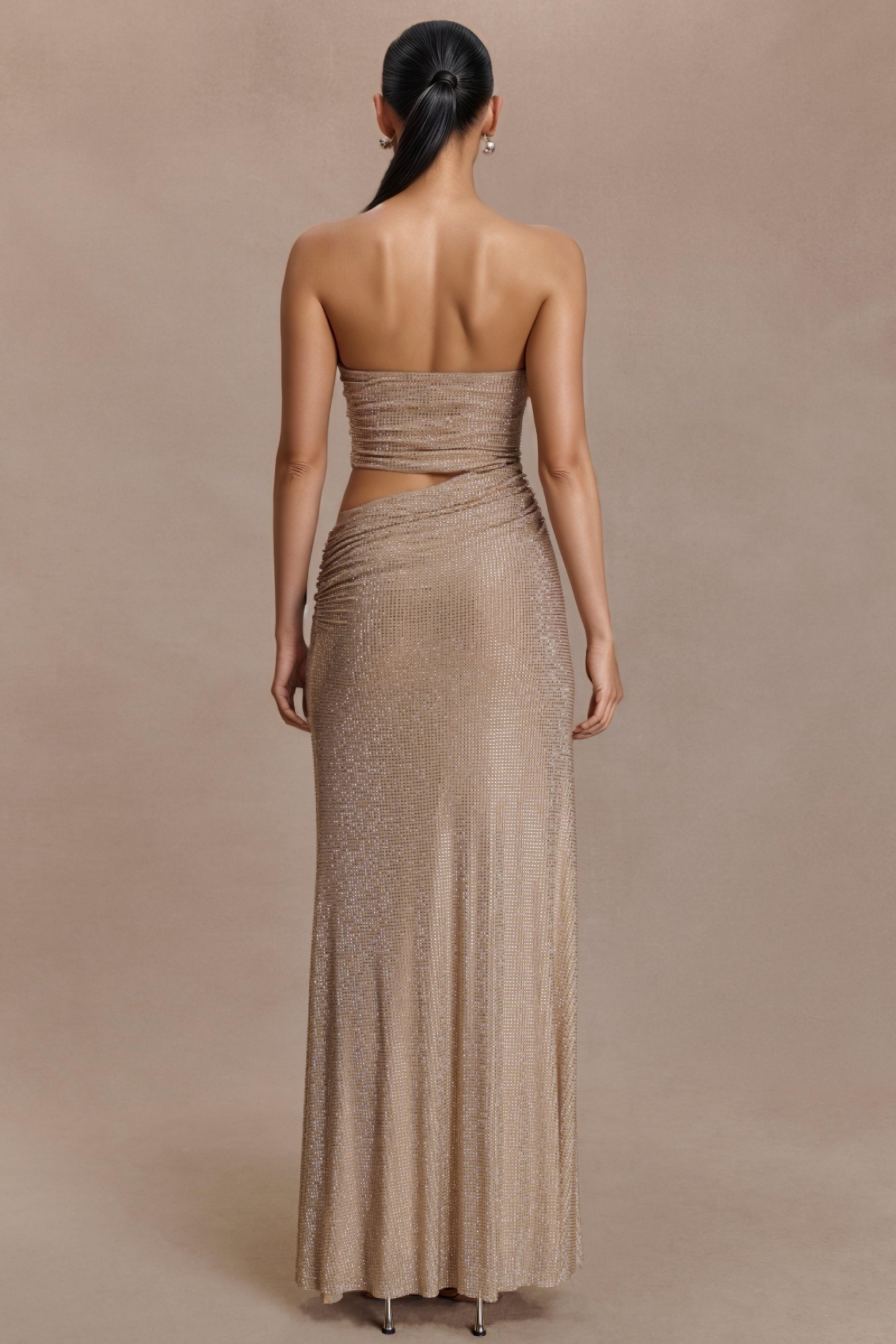 Zarenrx Strapless Diamante Maxi Dress