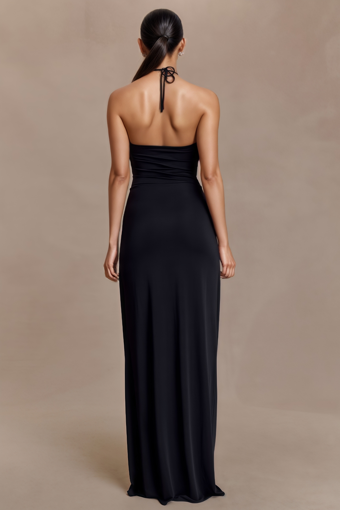 Islient Black Halter Maxi Dress
