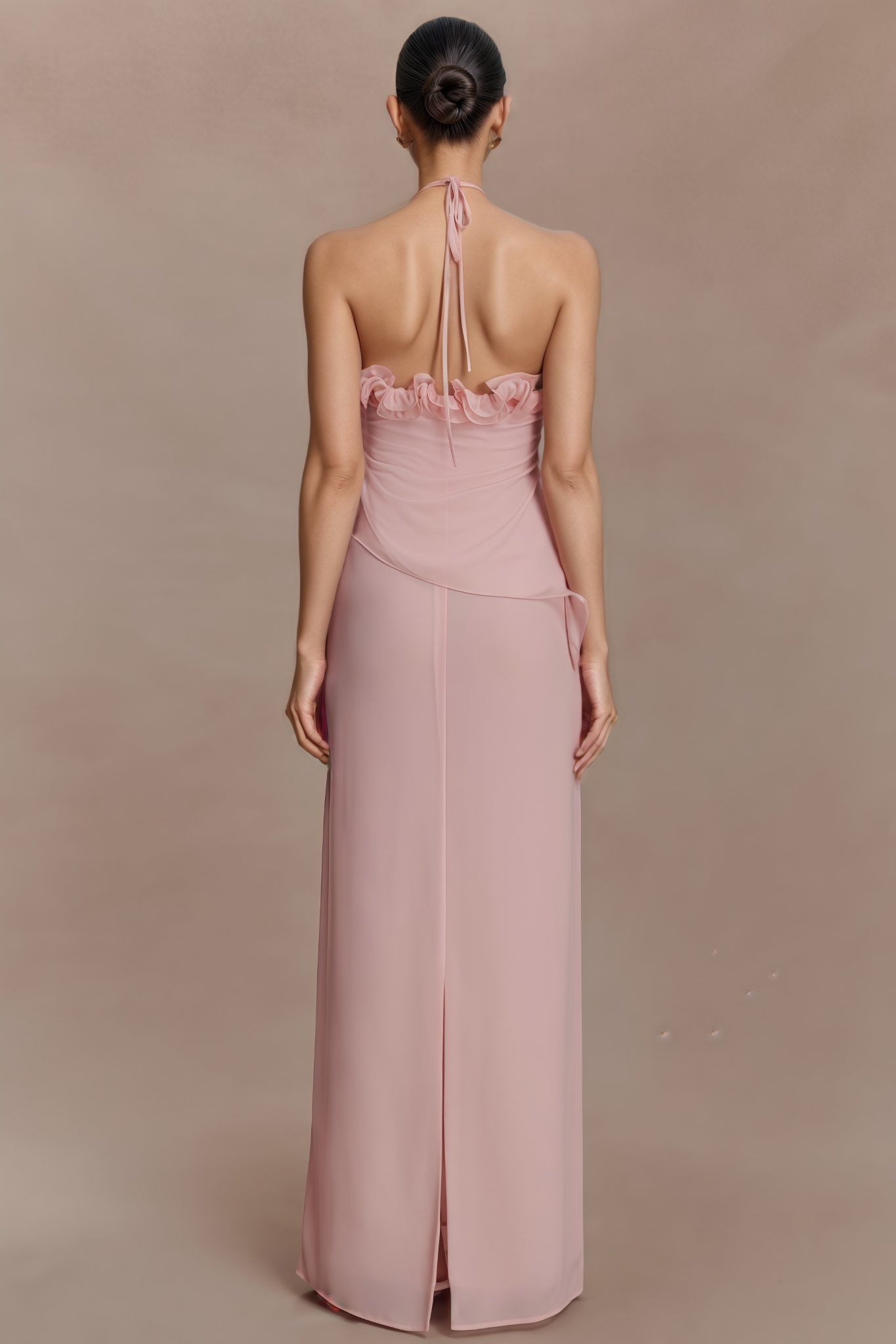 Baffren Pink 3D Floral Maxi Dress