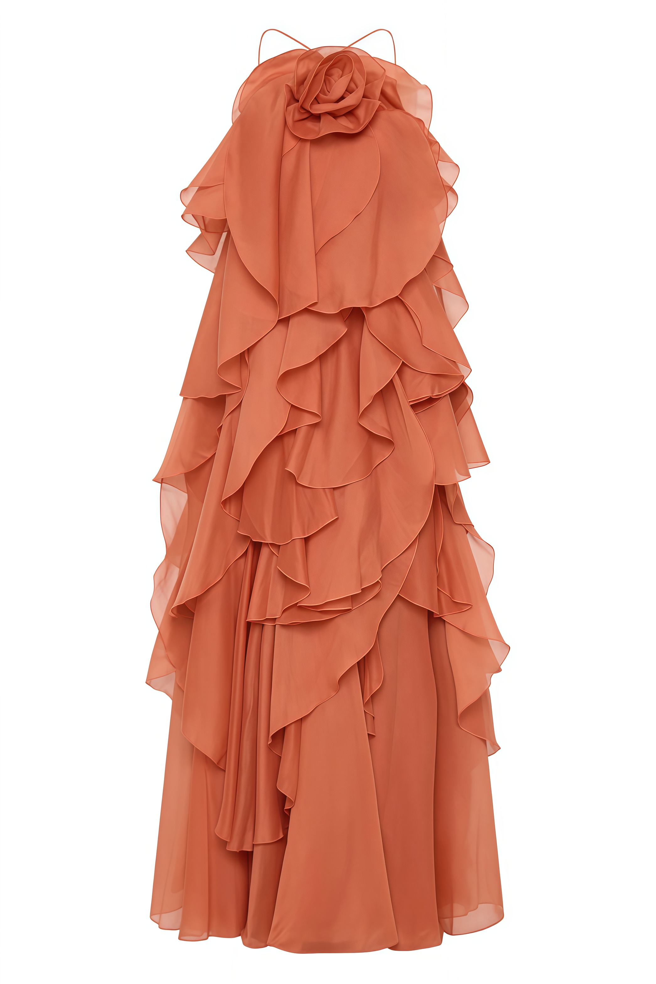 Unnoy Halter Neck 3D Flower Maxi Dress