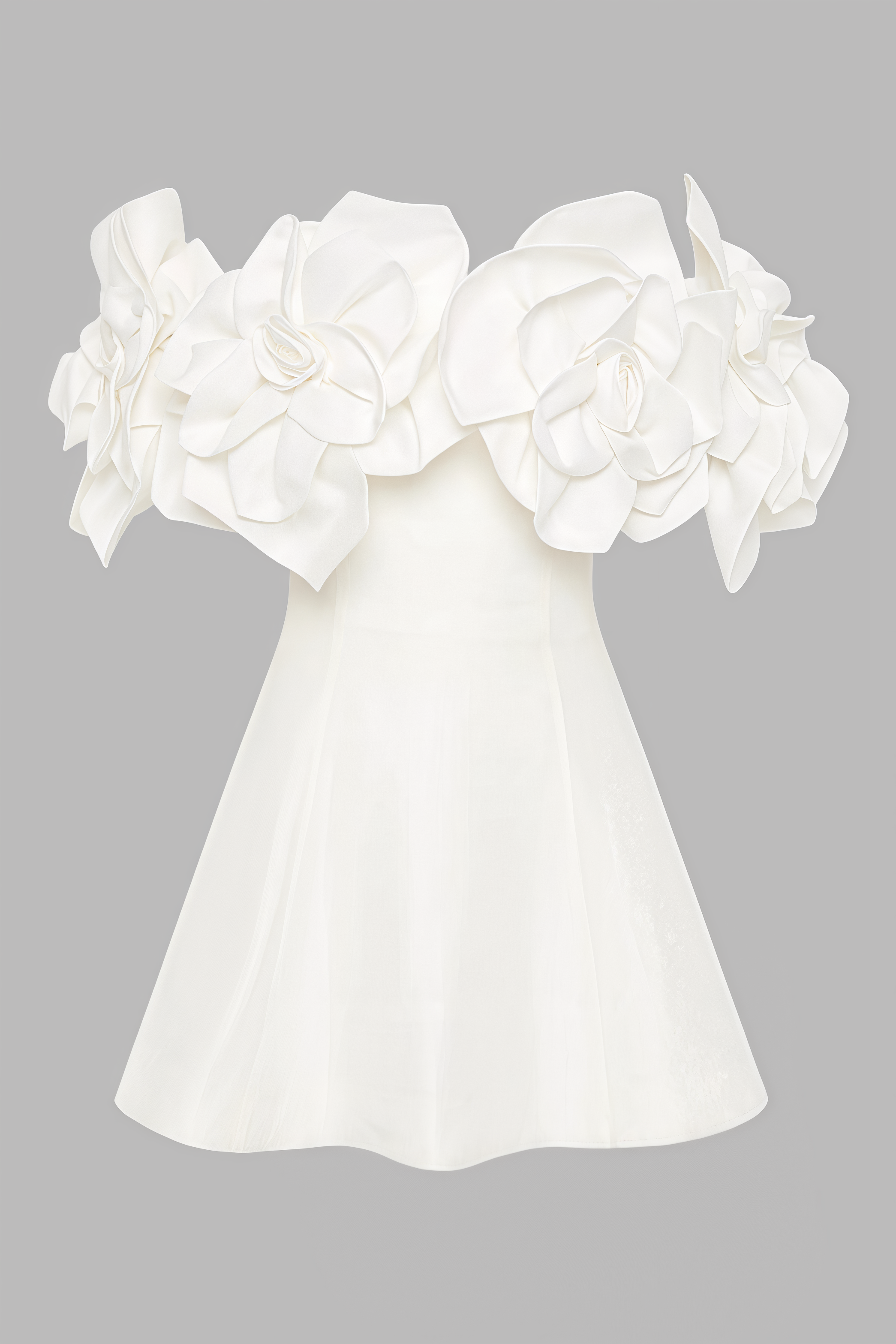 Evelyn White Oversized Floral Applique Mini Dress