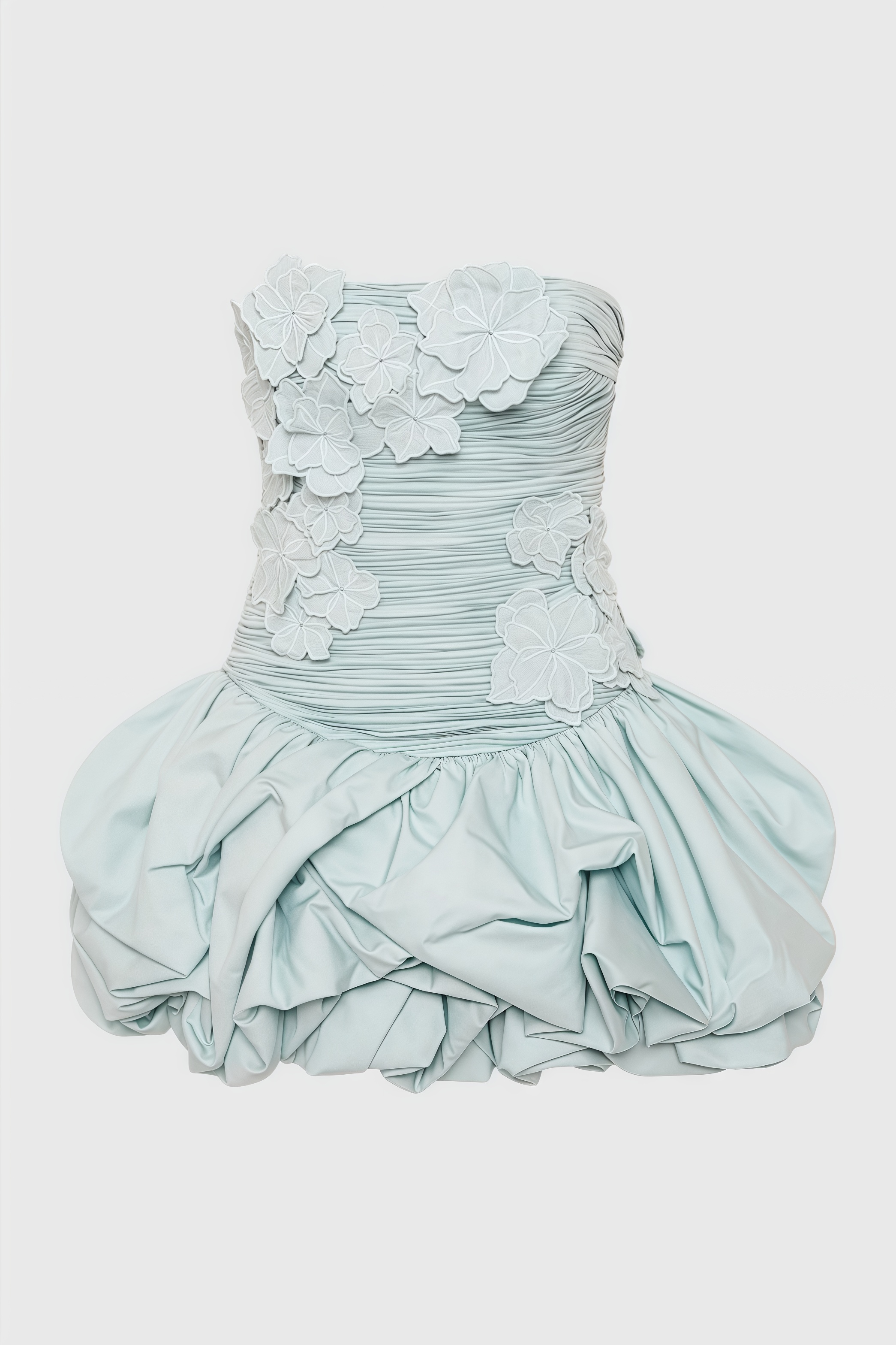 Rylerd Strapless 3D Flower Puff Mini Dress