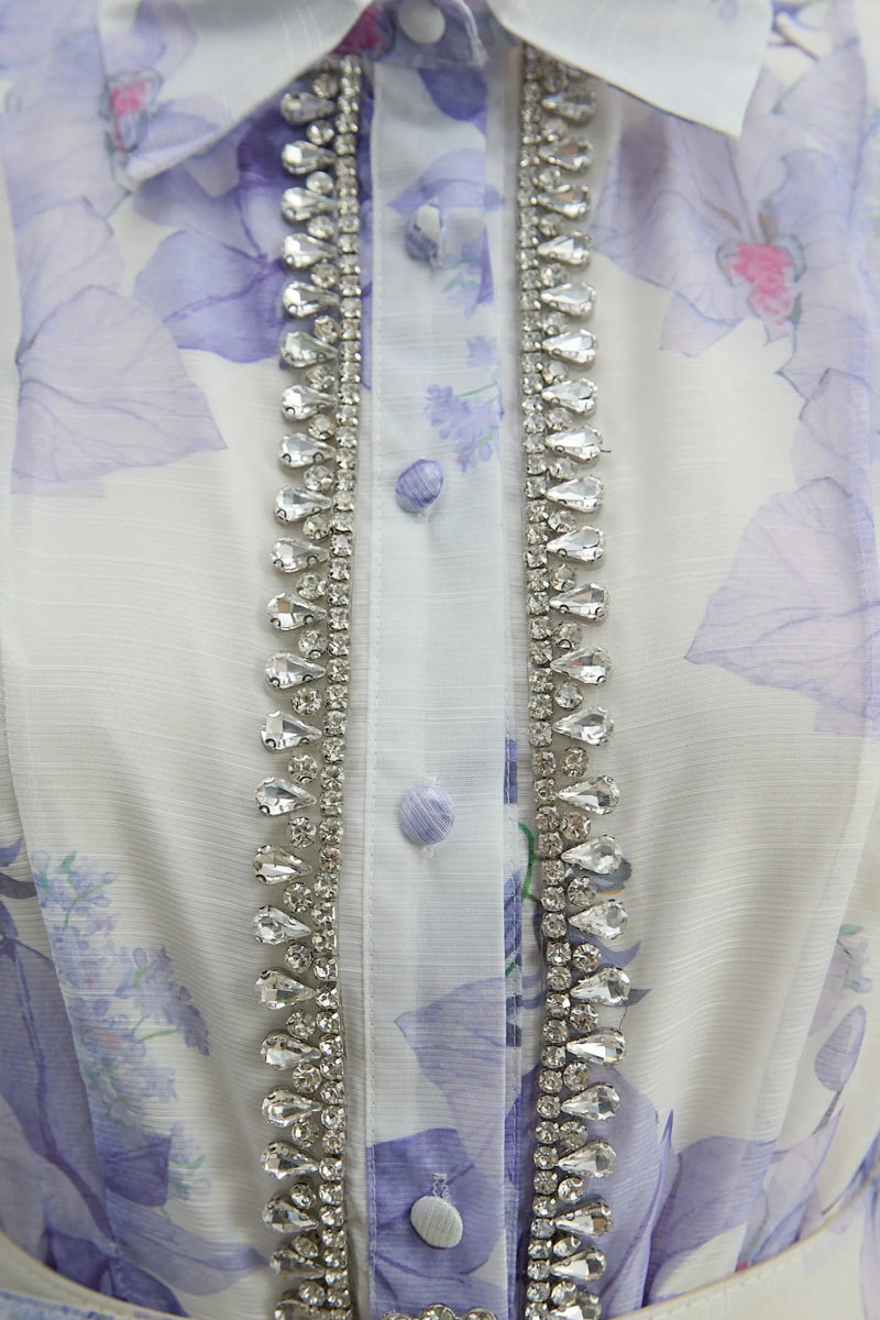 Thtra Purple Floral Print Maxi Dress