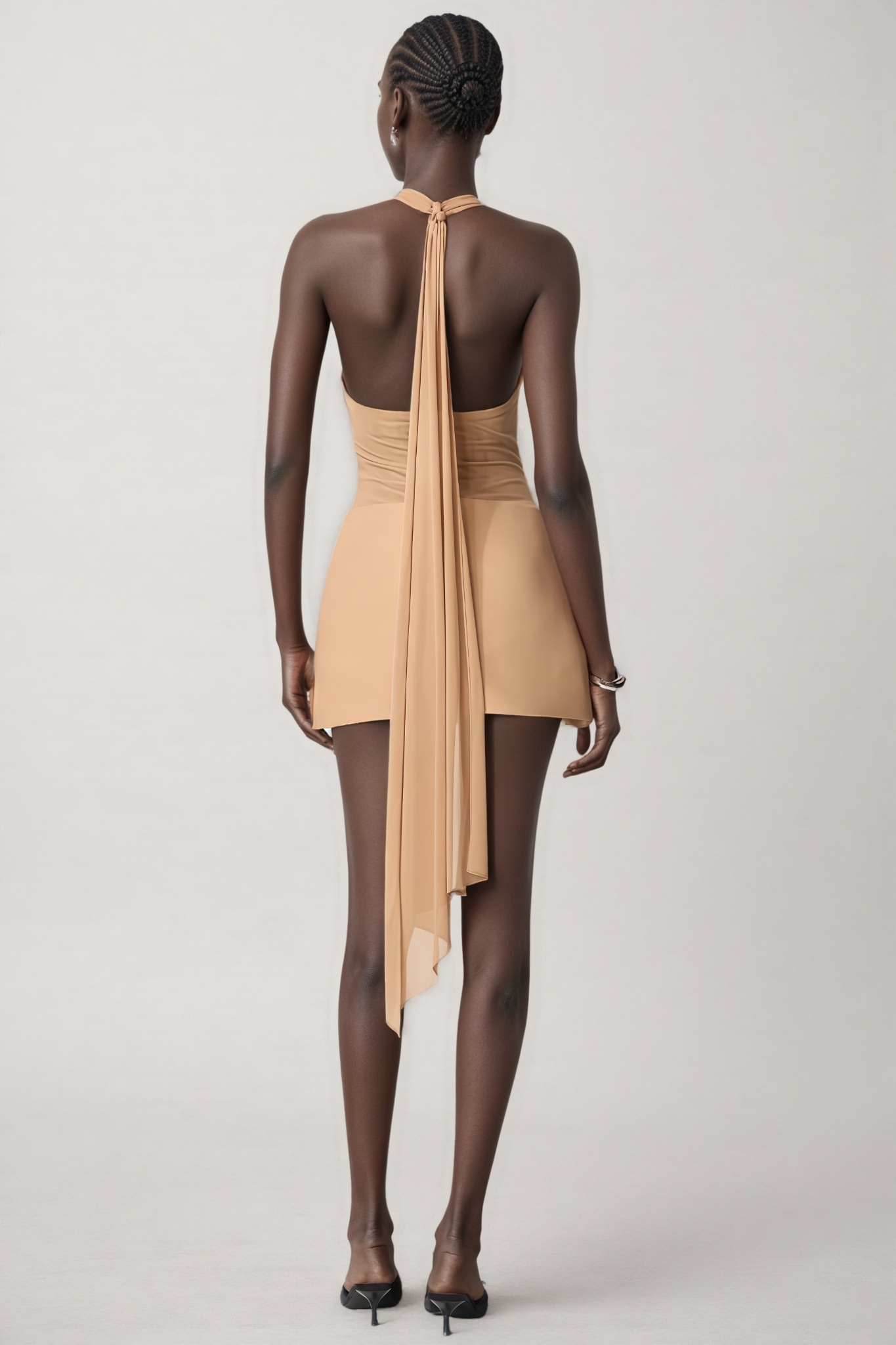 Gloriana Khaki Halter Neck Pleated Mini Dress