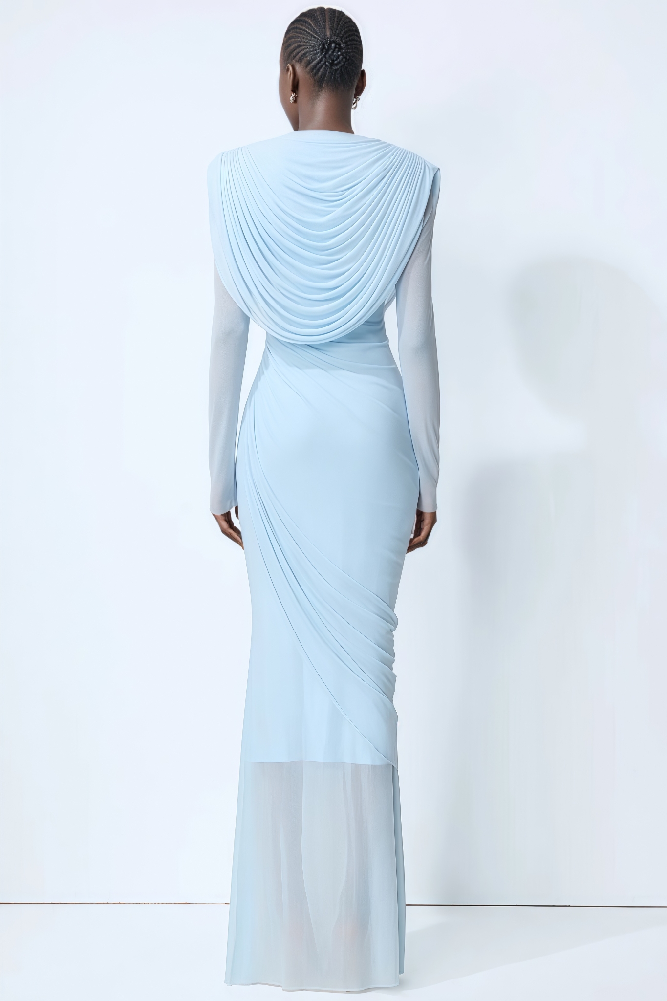 Vayla Blue Long Sleeve Draped Maxi Dress