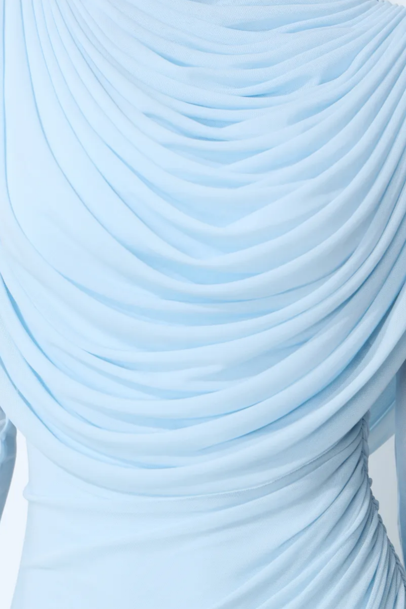 Vayla Blue Long Sleeve Draped Maxi Dress