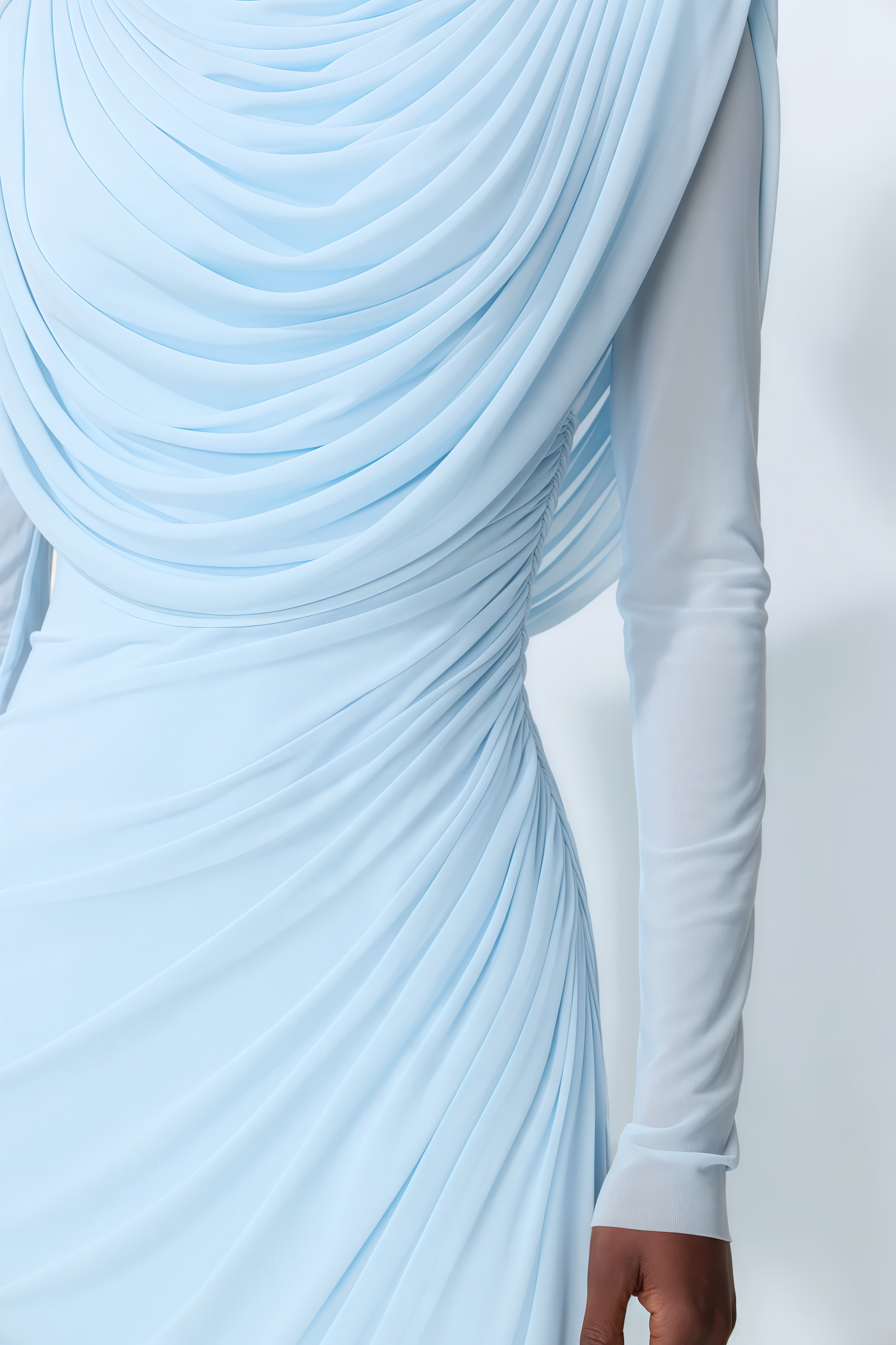 Vayla Blue Long Sleeve Draped Maxi Dress