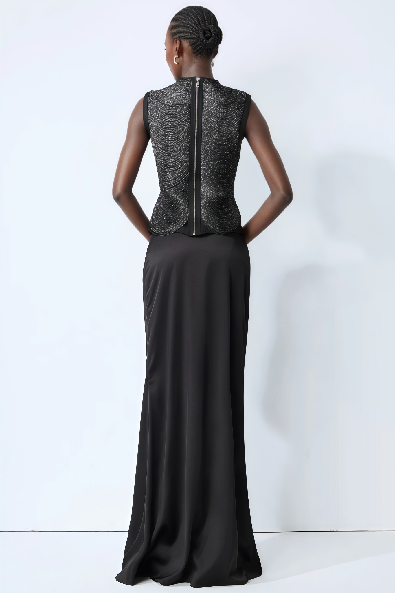 Fronkt Black Sleeveless Fringe Top Maxi Dress Set