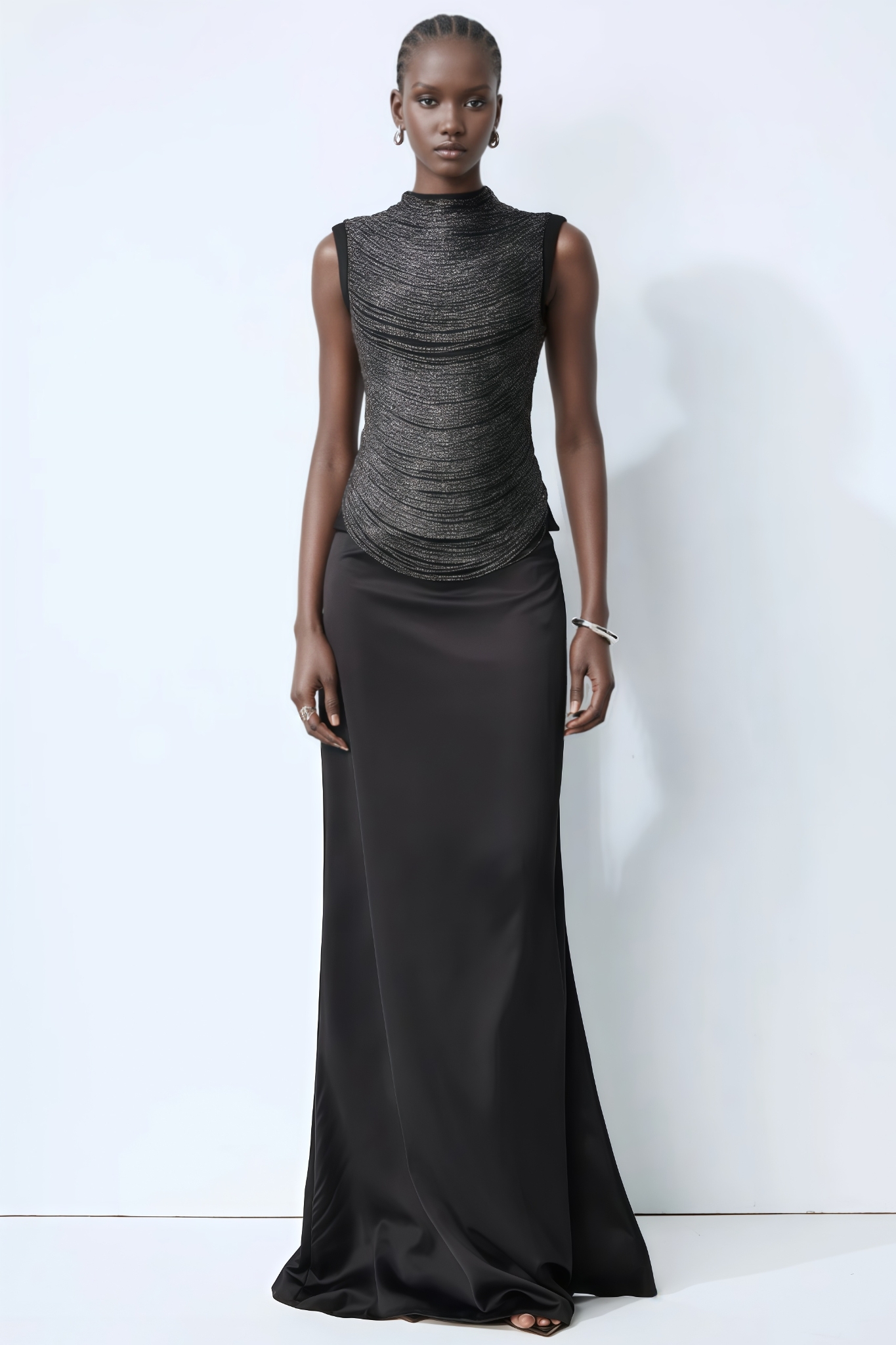 Fronkt Black Sleeveless Fringe Top Maxi Dress Set
