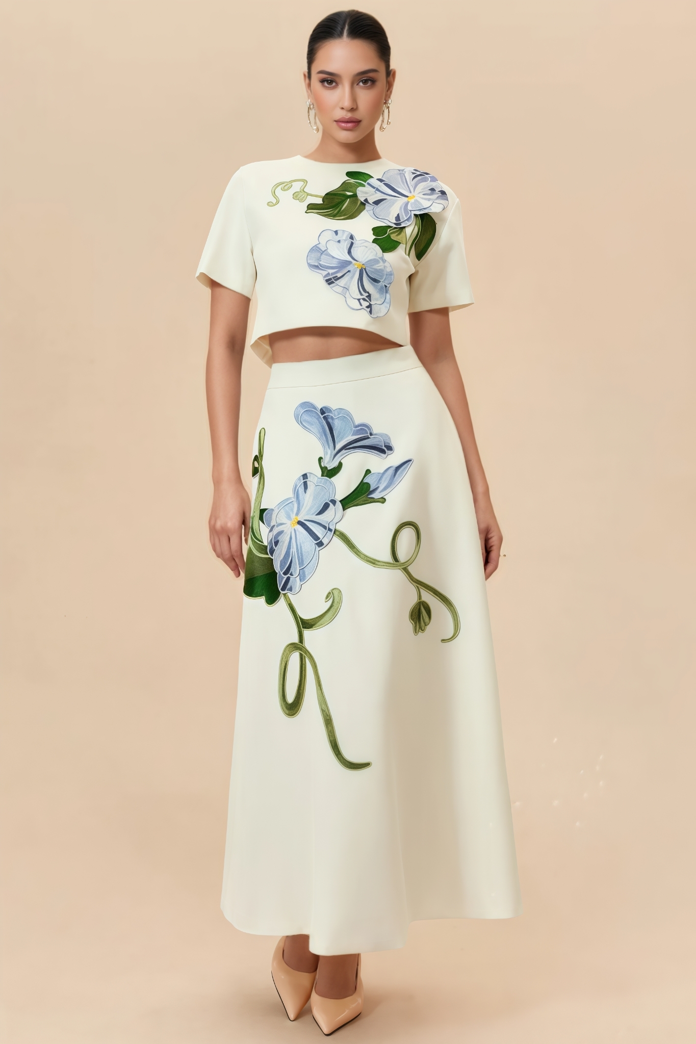 Tupert White Embroidery Maxi Dress Set
