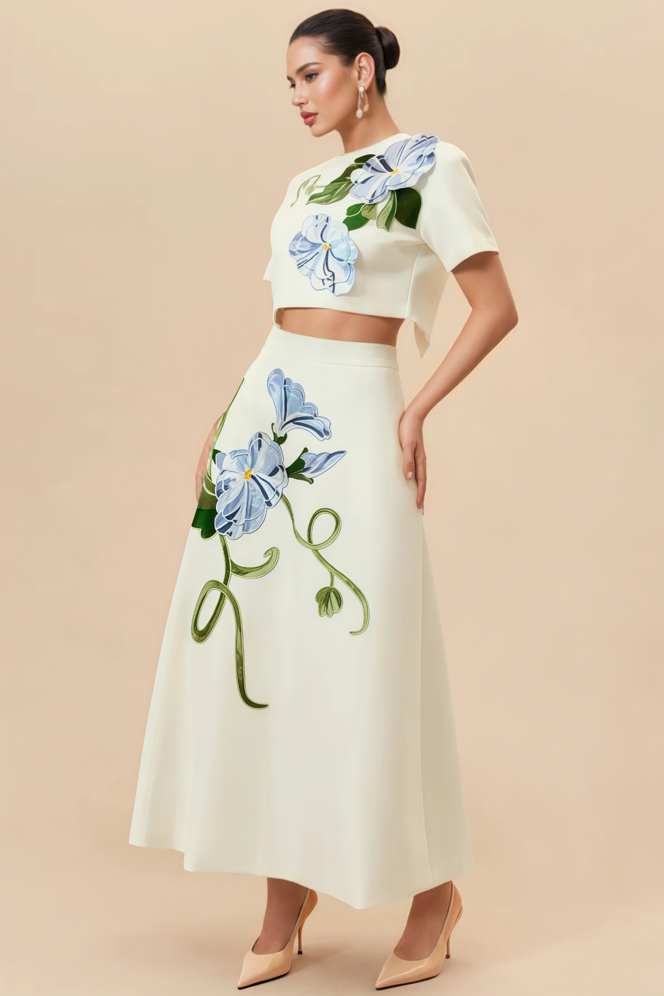 Tupert White Embroidery Maxi Dress Set
