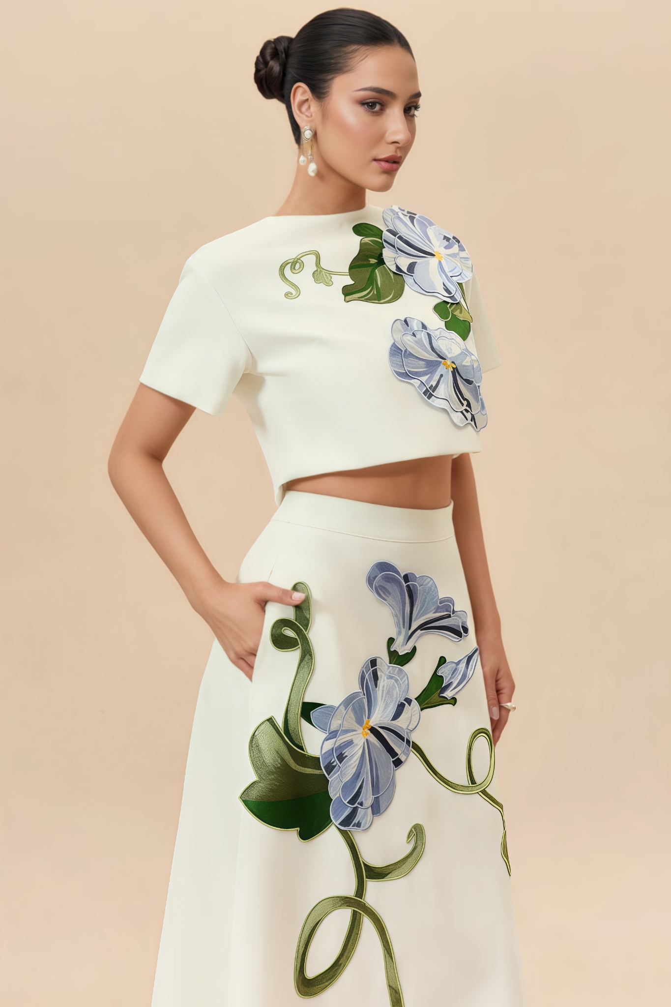 Tupert White Embroidery Maxi Dress Set