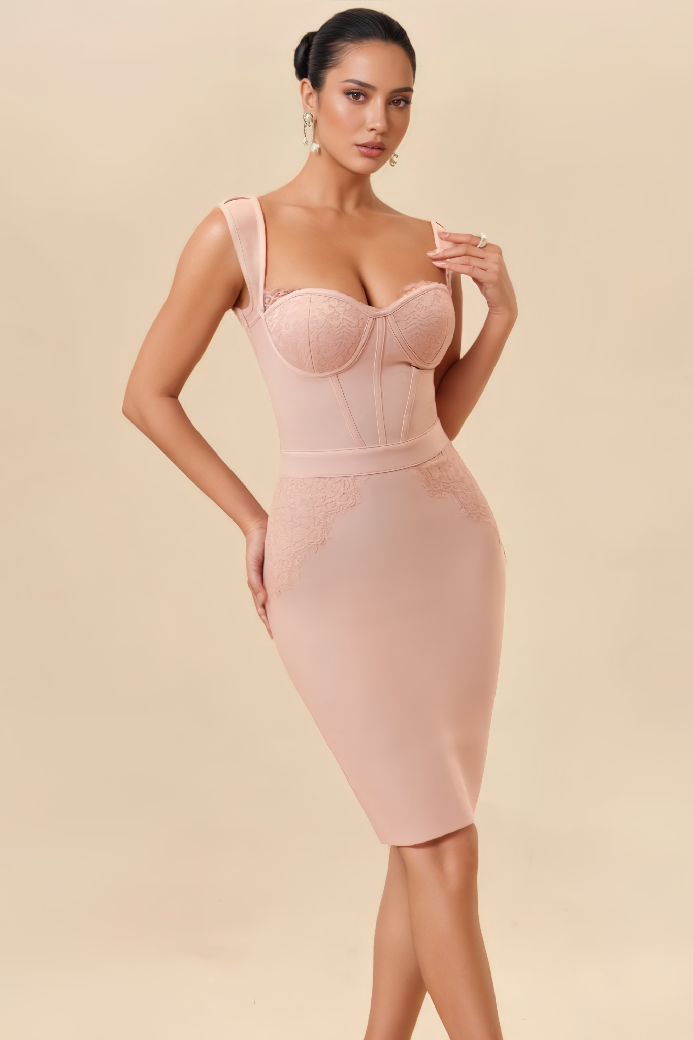 Brhea Pink Halter Lace Mini Dress