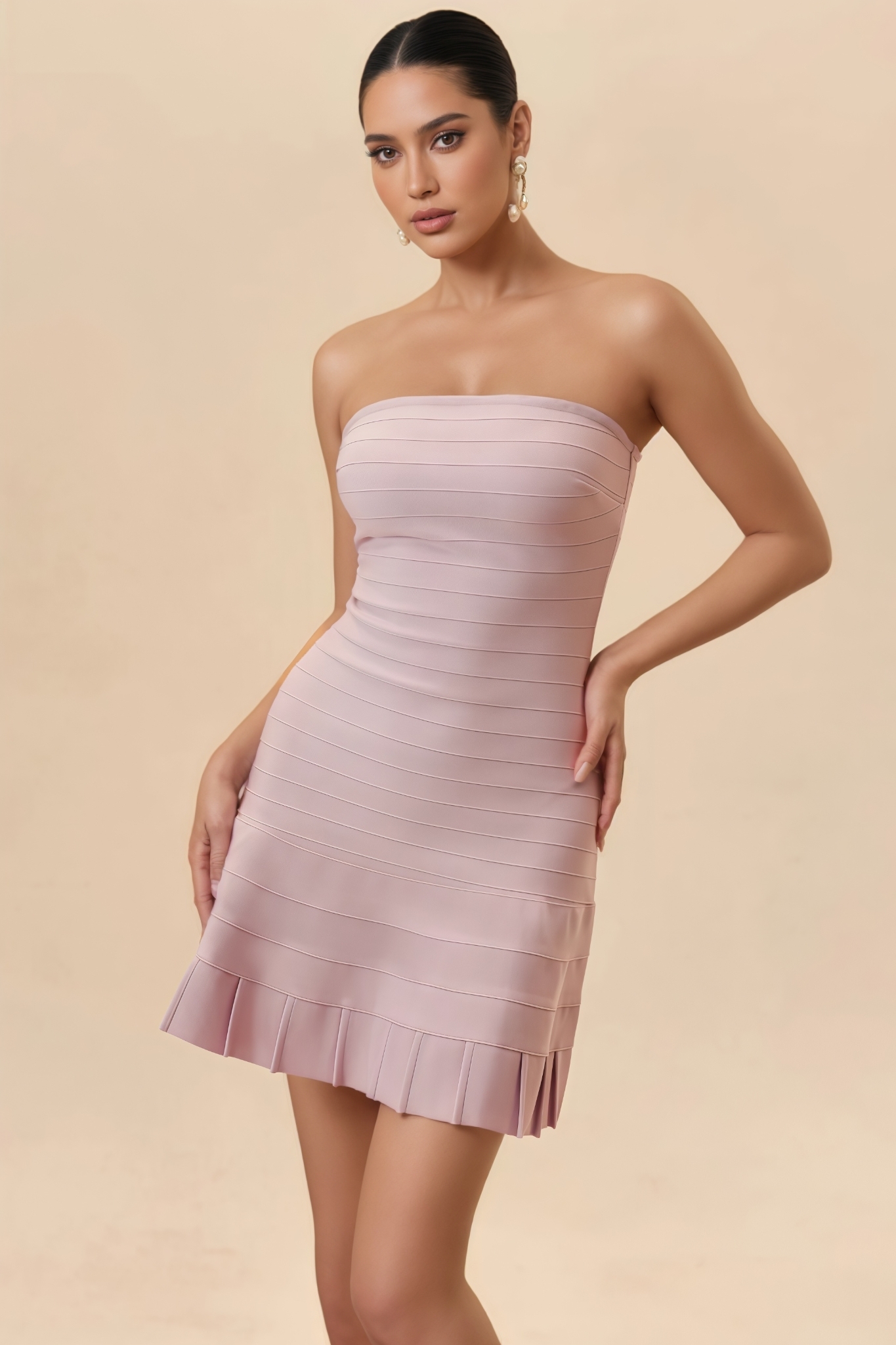 Verner Purple Strapless Bandage Mini Dress