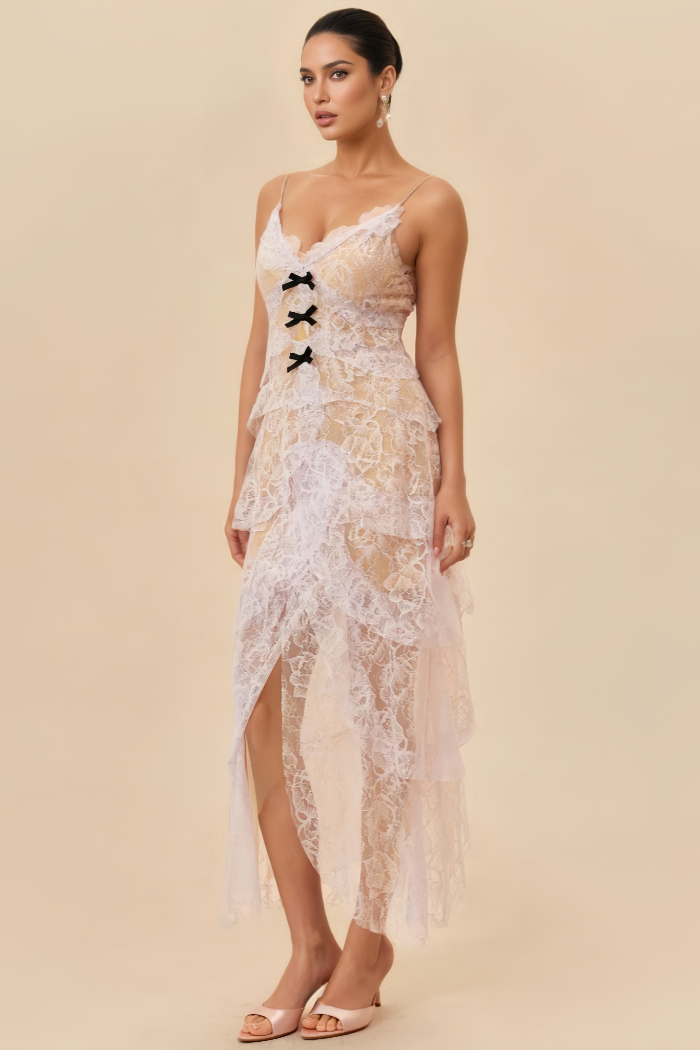 Jryen Purple Halter Lace Maxi Dress