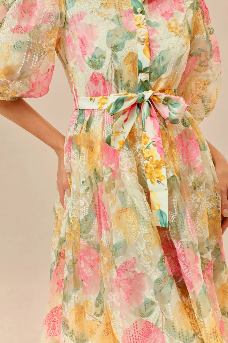 Kamsin Puff Sleeve Floral Print Maxi Dress