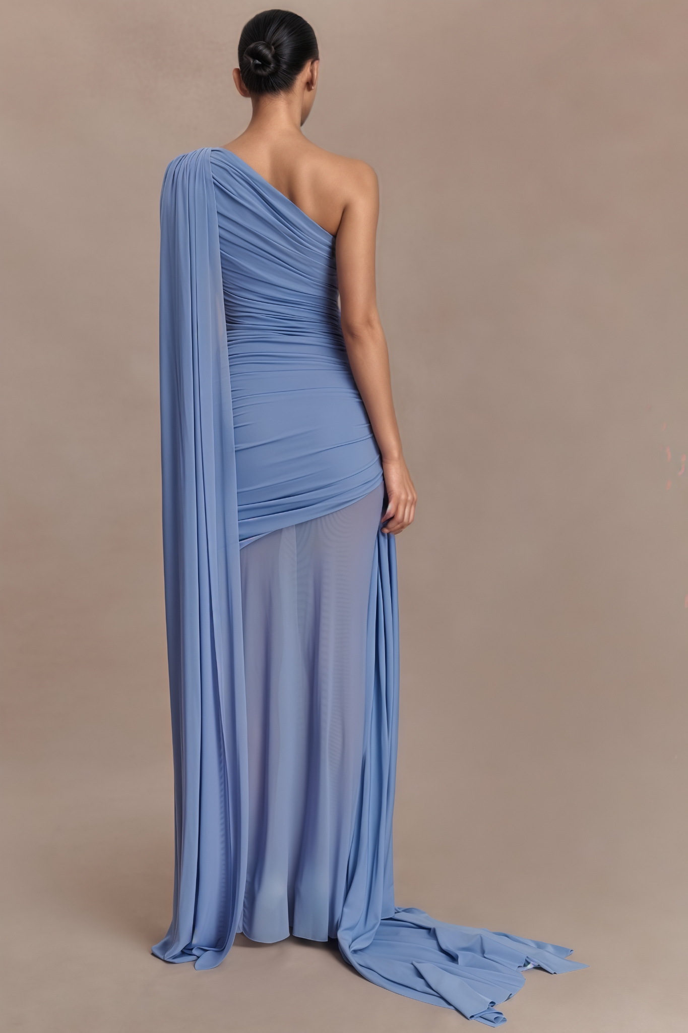 Griorn Blue One Shoulder Maxi Dress