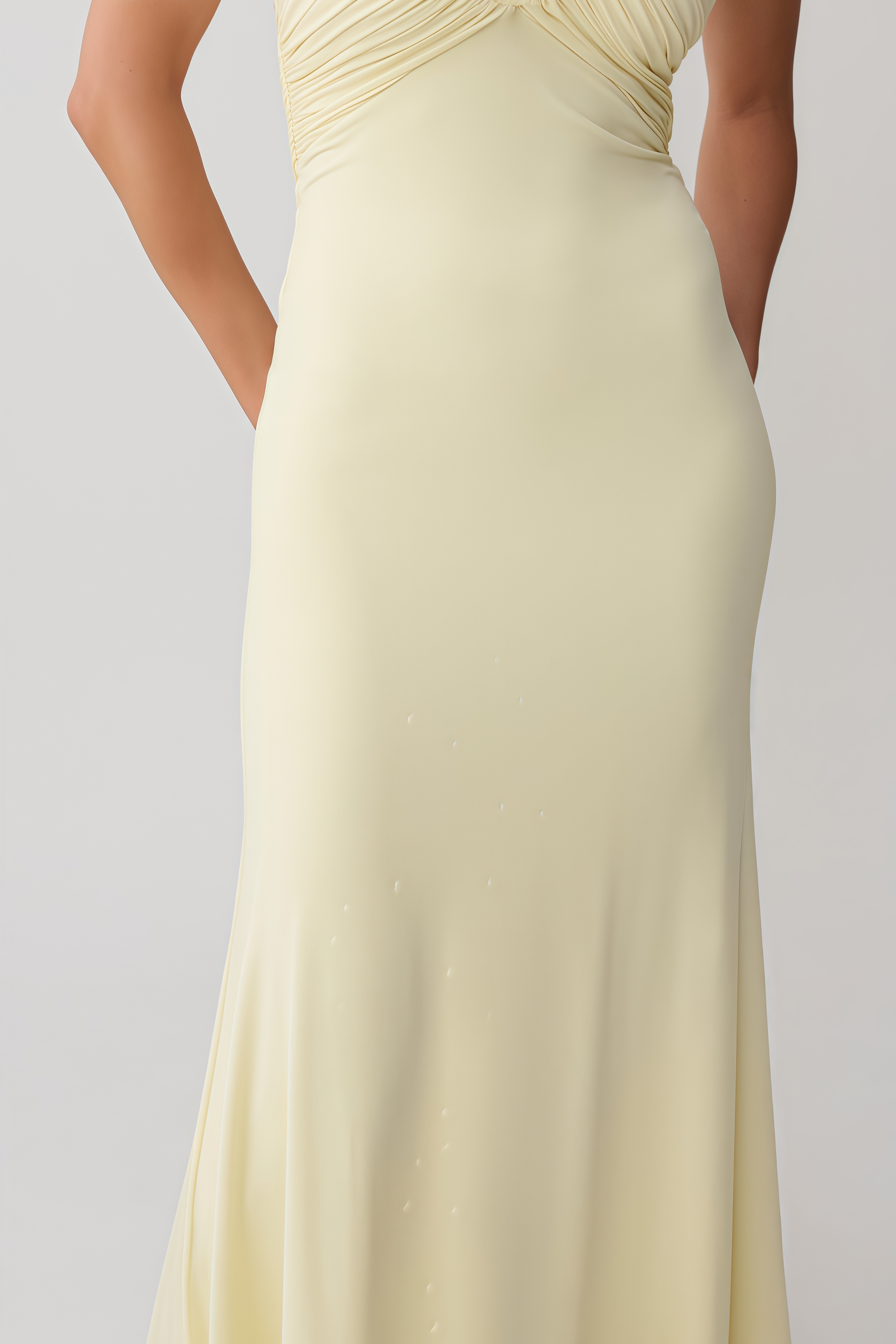 Koitlyn Yellow Halter Neck Draped Maxi Dress