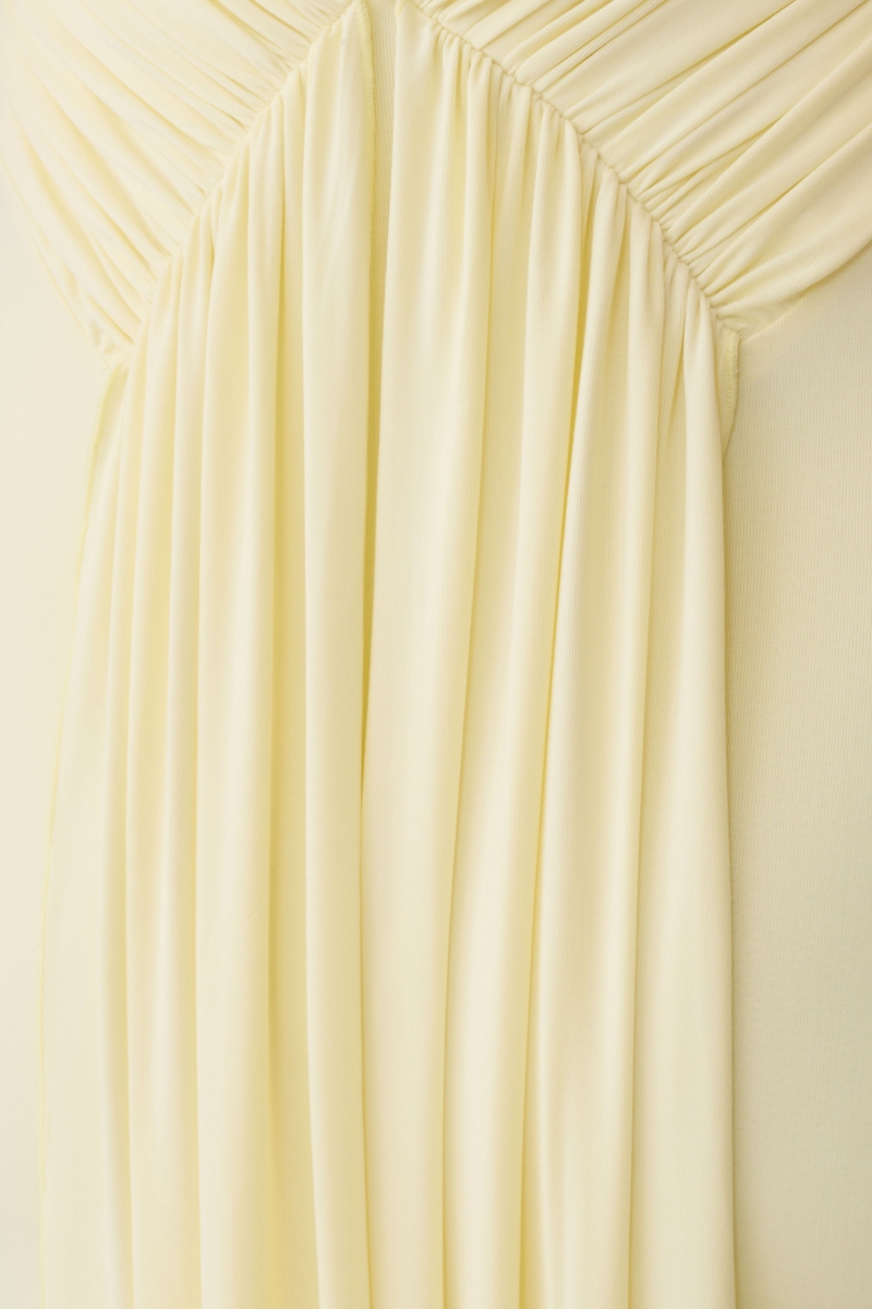 Koitlyn Yellow Halter Neck Draped Maxi Dress