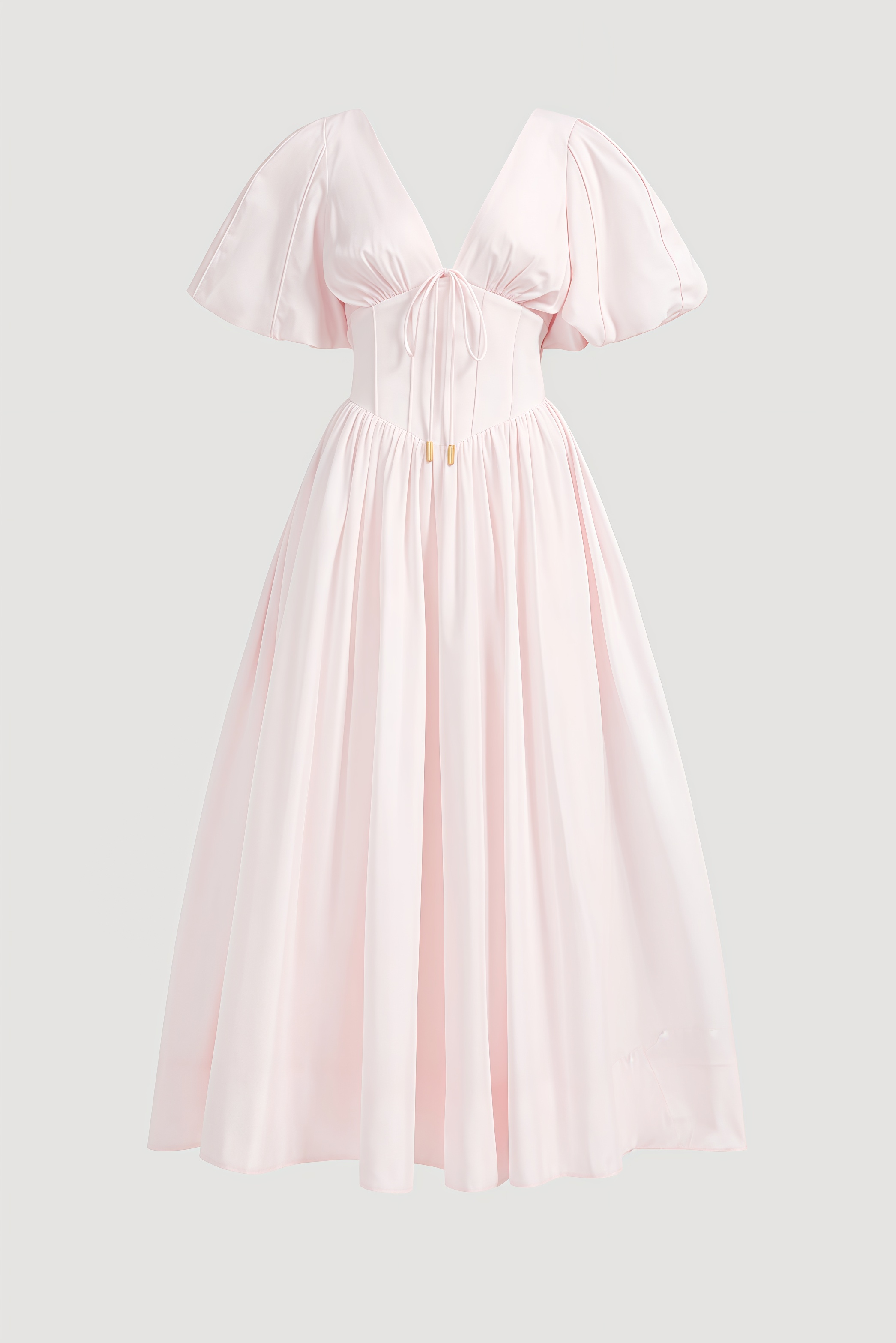 Zarte Pink Puff Sleeve Maxi Dress